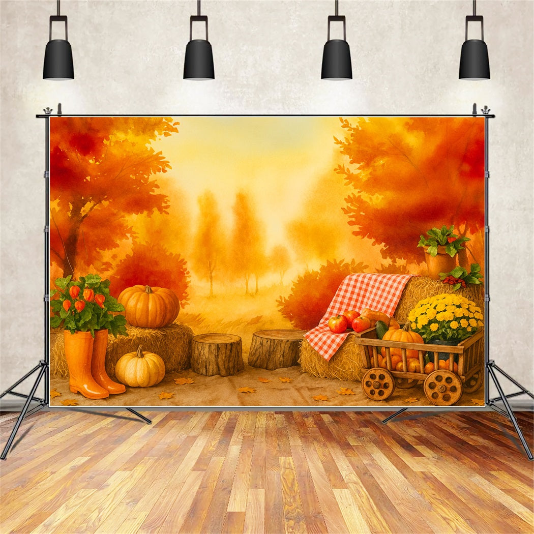 K¨¹rbis-Fotohintergrund Goldener Obstgarten Herbstpicknick Thanksgiving-Hintergrundideen LXX510-39