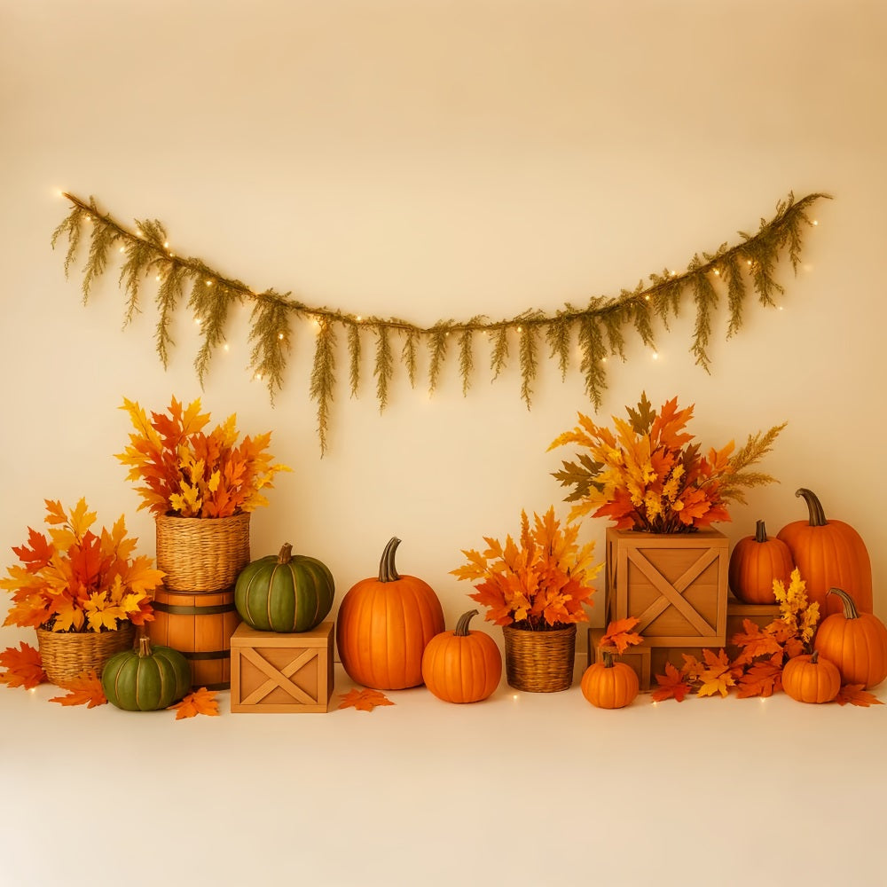 K¨¹rbis-Hintergrund Ahornbl?tter Gem¨¹tliche Dekoration Thanksgiving-Fotohintergr¨¹nde LXX510-40