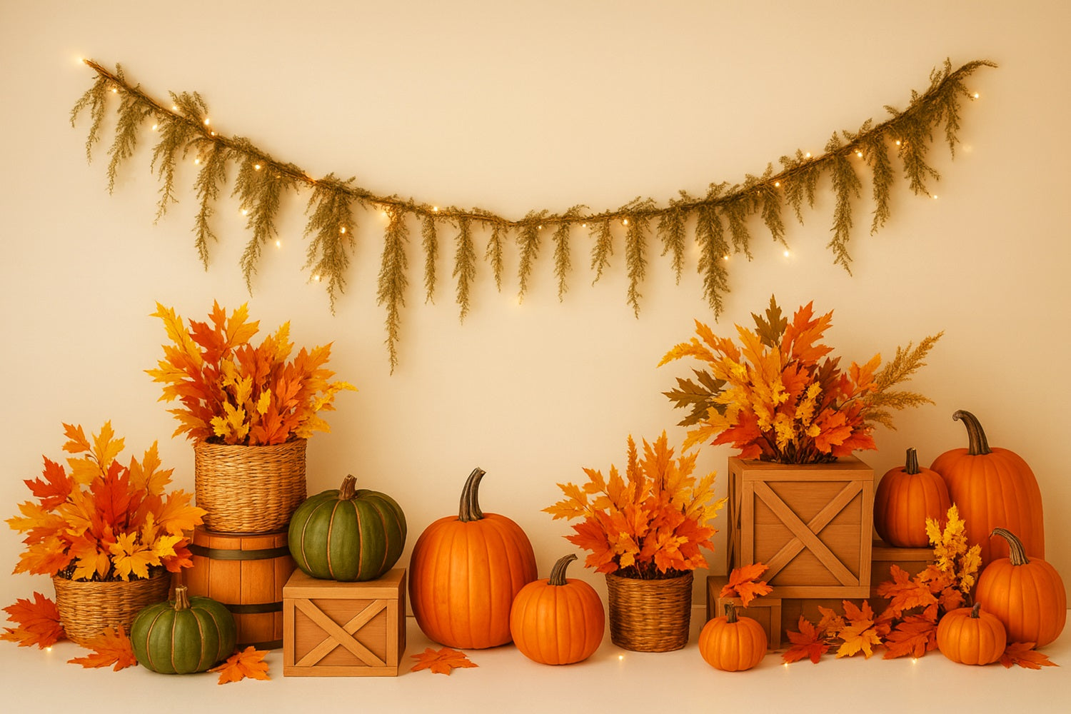K¨¹rbis-Hintergrund Ahornbl?tter Gem¨¹tliche Dekoration Thanksgiving-Fotohintergr¨¹nde LXX510-40
