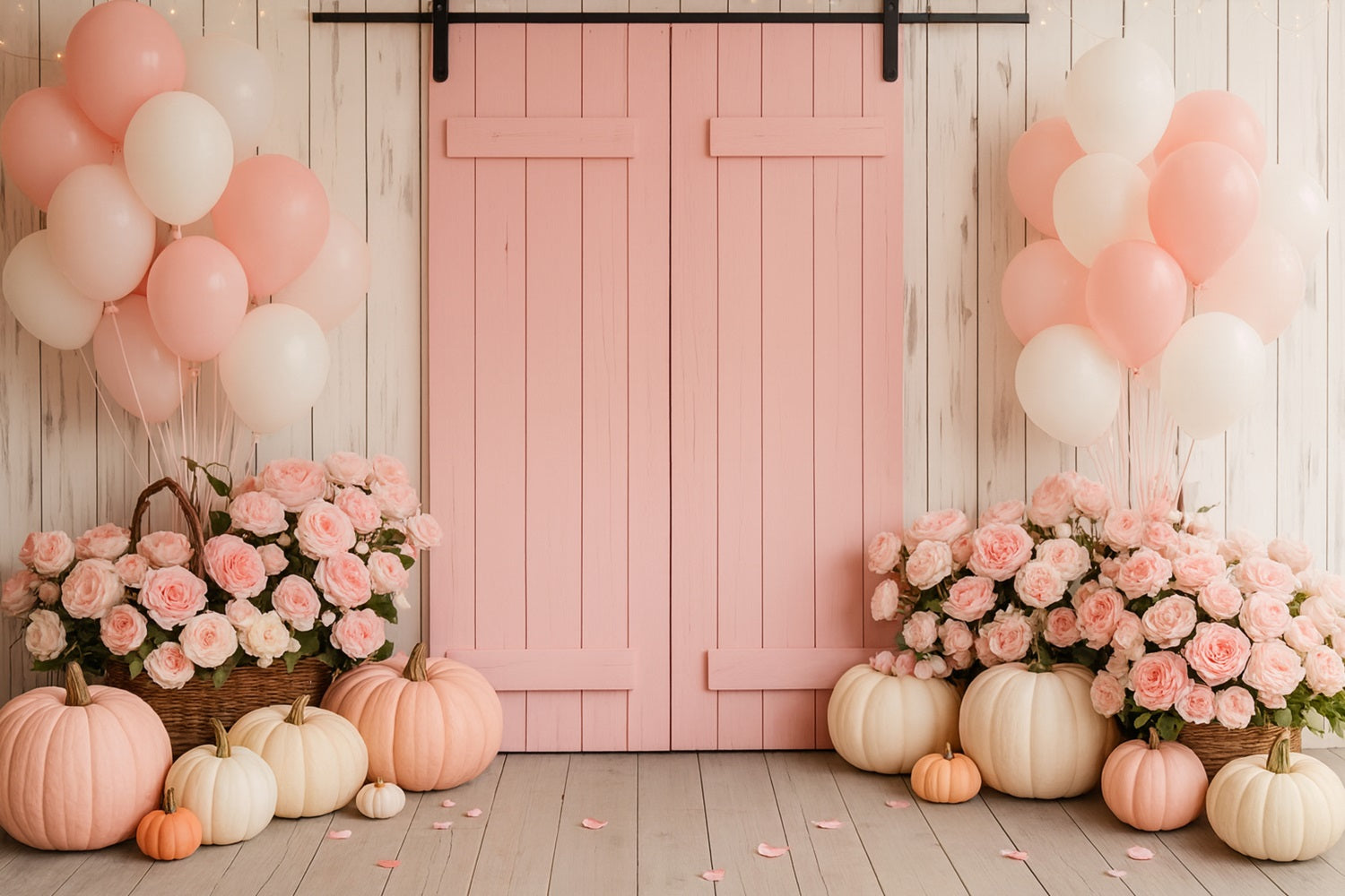 Bauernhof-Hintergrund Rosa Scheune Blumige Freude Thanksgiving-Fotohintergr¨¹nde LXX510-46