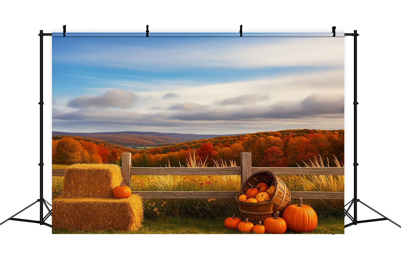 Bauernhof-Hintergrund Herbstliche H¨¹gel K¨¹rbisernte Fr?hlicher Thanksgiving-Hintergrund LXX510-47