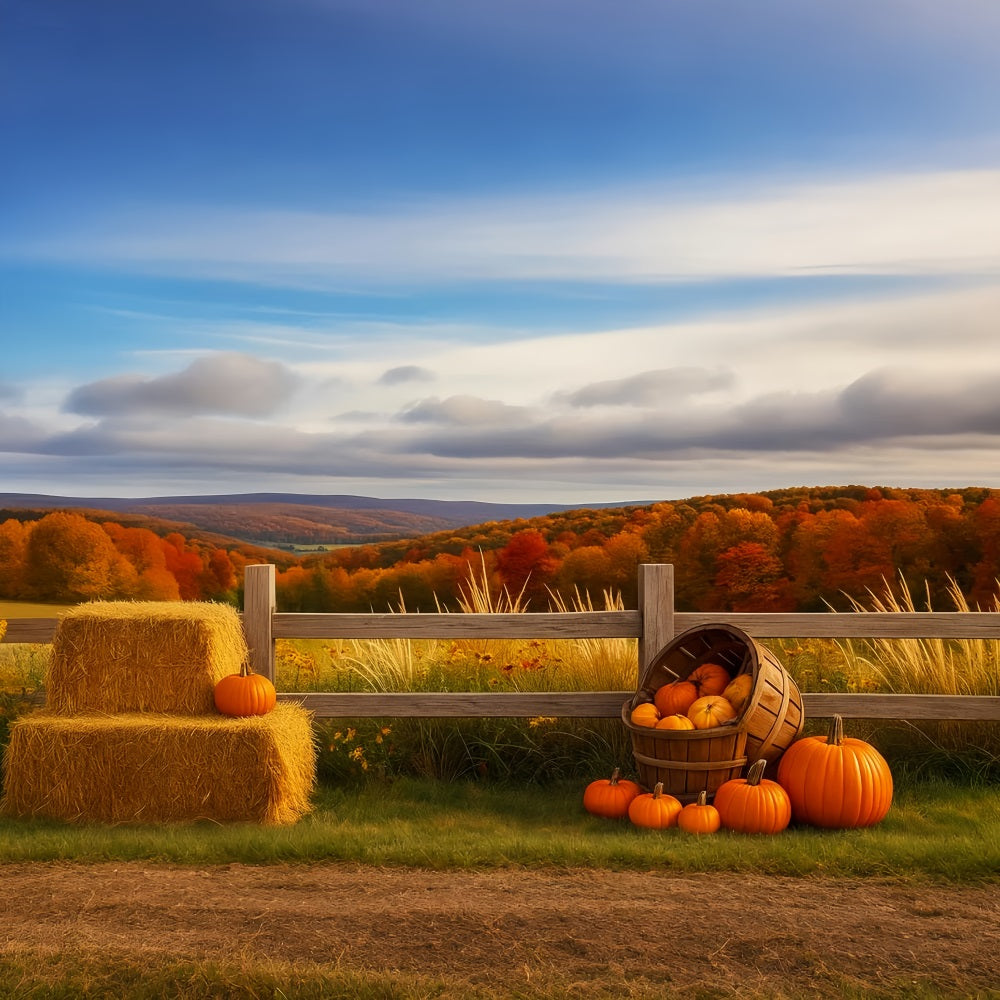 Bauernhof-Hintergrund Herbstliche H¨¹gel K¨¹rbisernte Fr?hlicher Thanksgiving-Hintergrund LXX510-47