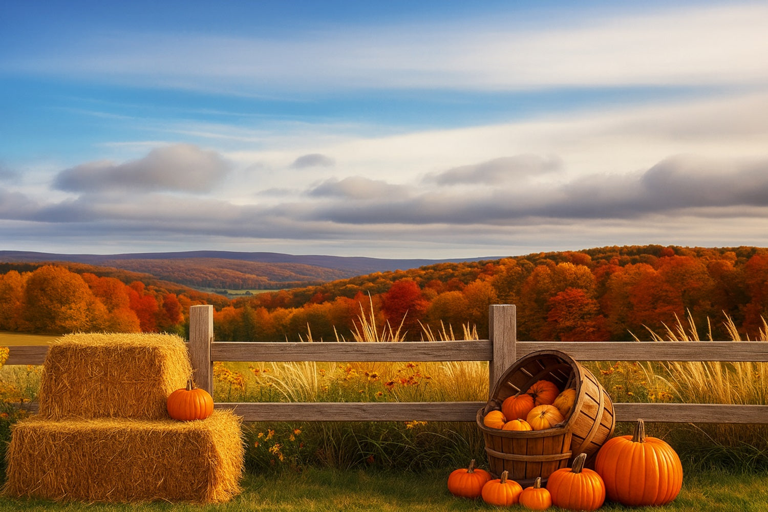Bauernhof-Hintergrund Herbstliche H¨¹gel K¨¹rbisernte Fr?hlicher Thanksgiving-Hintergrund LXX510-47