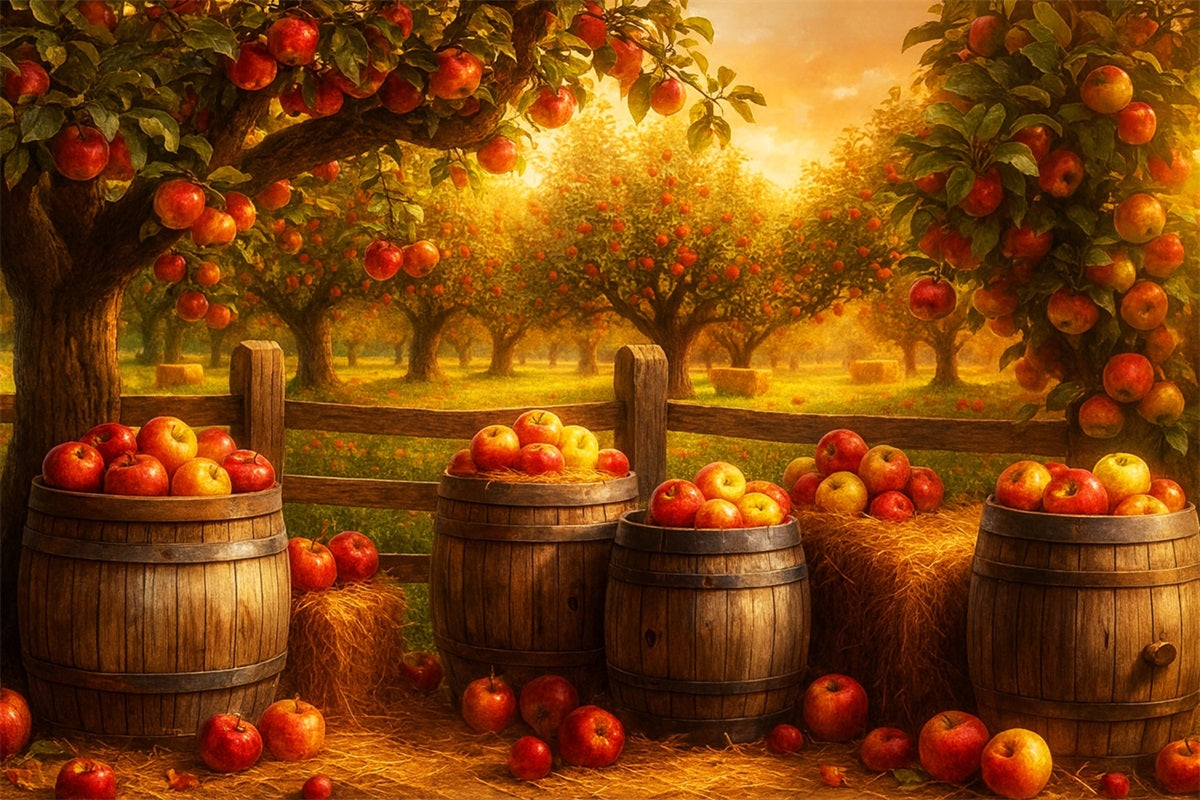Bauernhof-Hintergrund Apfelplantage Goldene Ernte Thanksgiving-Hintergr¨¹nde LXX510-50