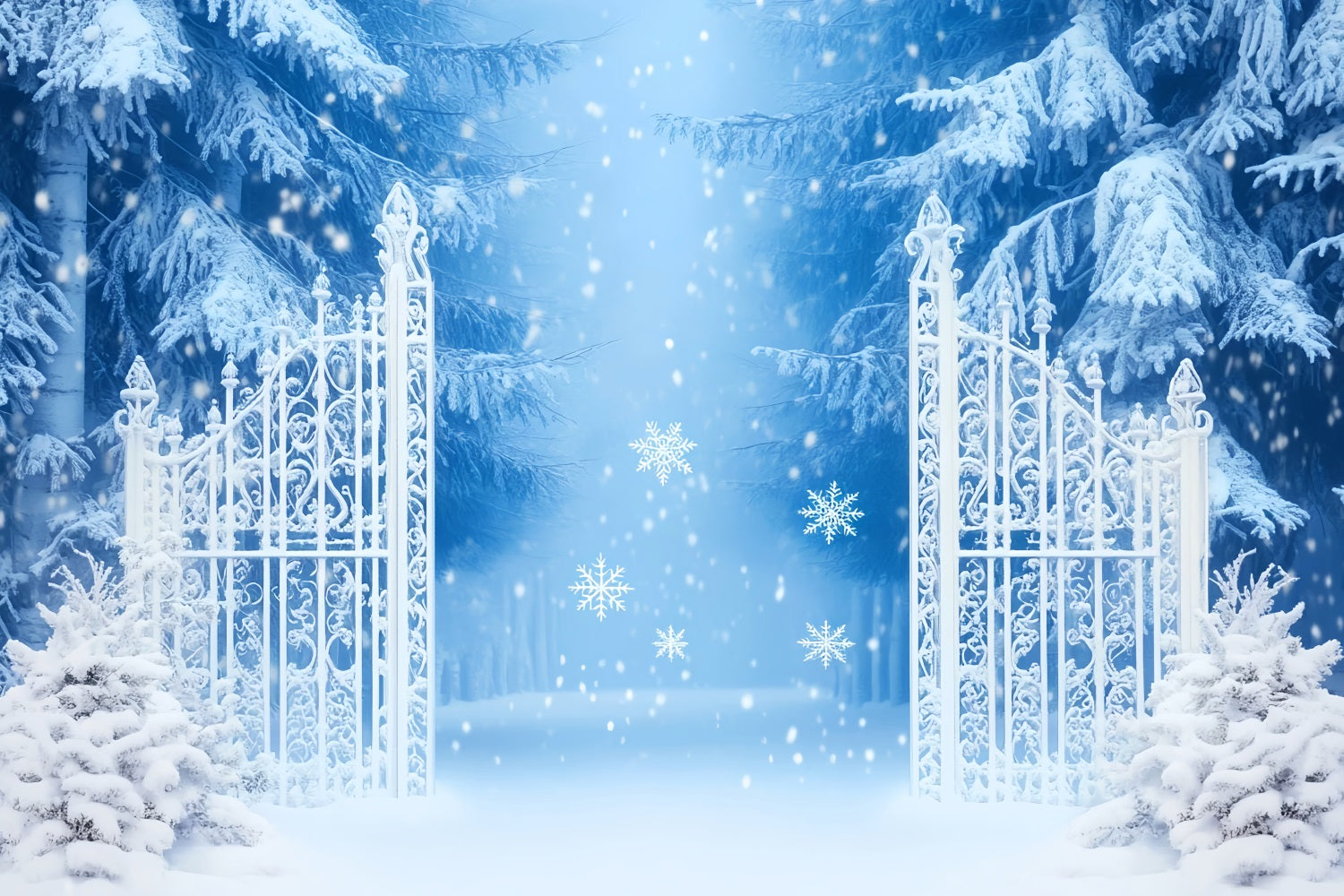 Schneeflocken-Hintergrund Verzauberter Schneewald Tor Winter-Fotohintergründe LXX510-54
