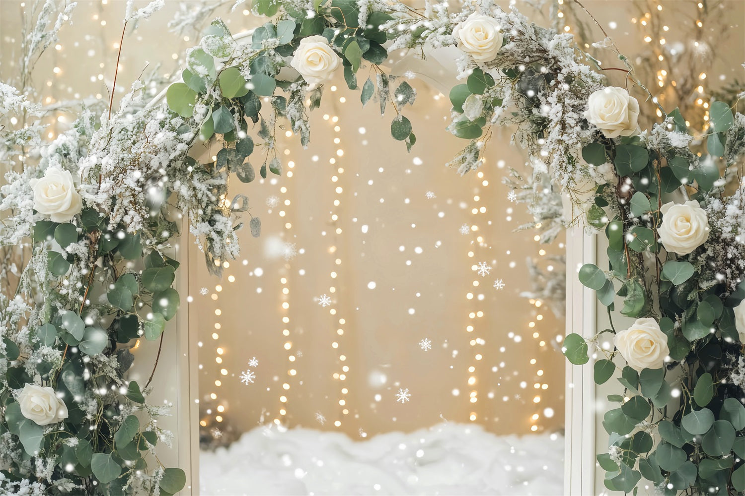 Schneeflocken-Hintergründe Winterrosen Vereister Torbogen Winter-Fotohintergründe LXX510-55