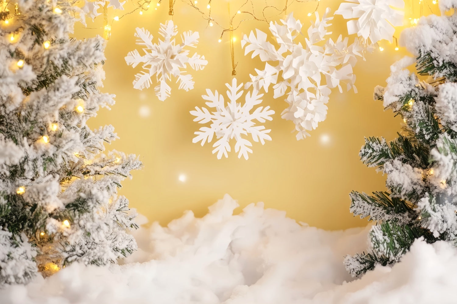 Schneeflocken-Hintergründe Goldener Schein Schneewald Winterhintergrund LXX510-62