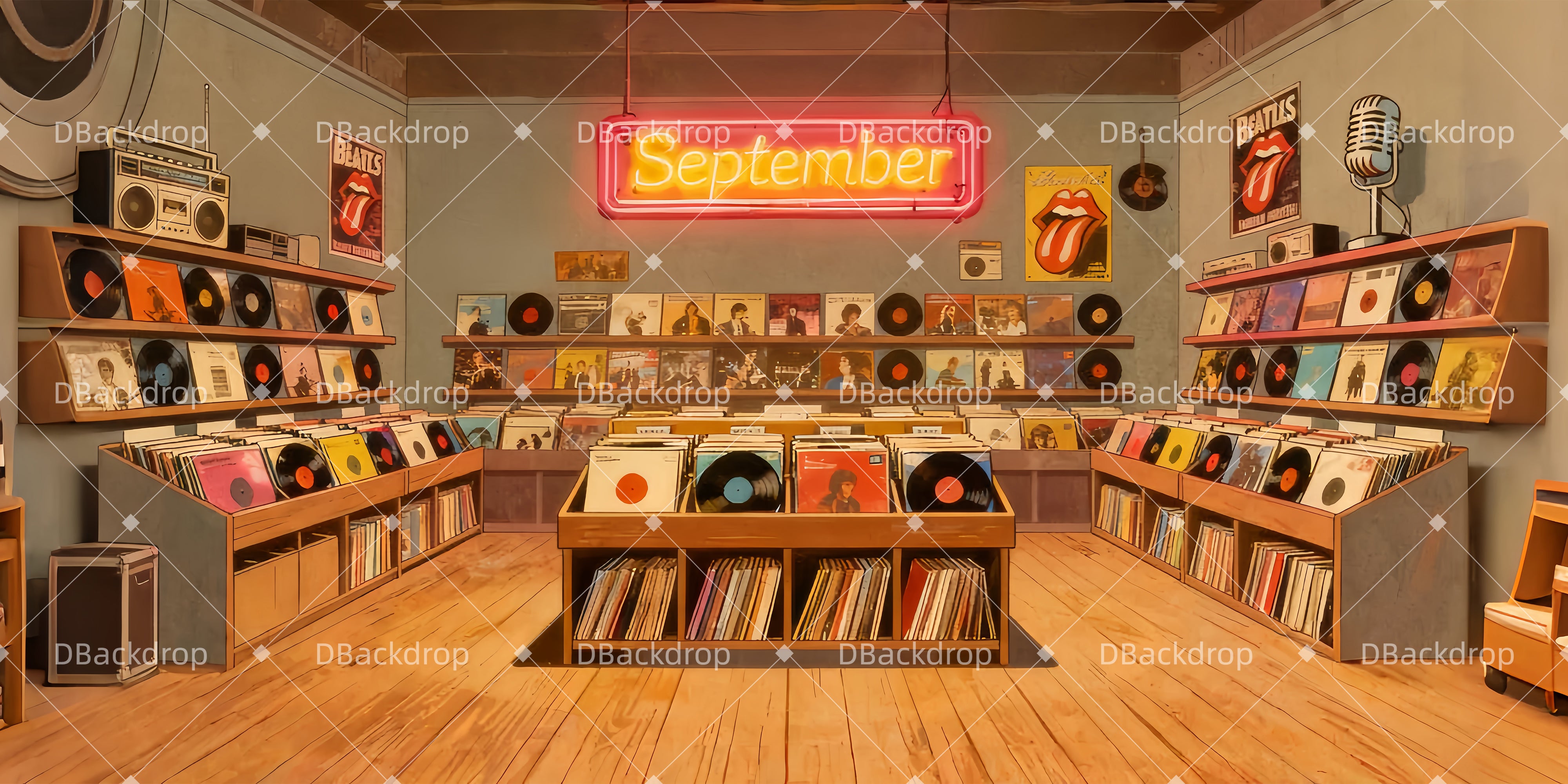 Vintage Theater Backdrop September-Records Theaterbühnenbau LXX510-T34