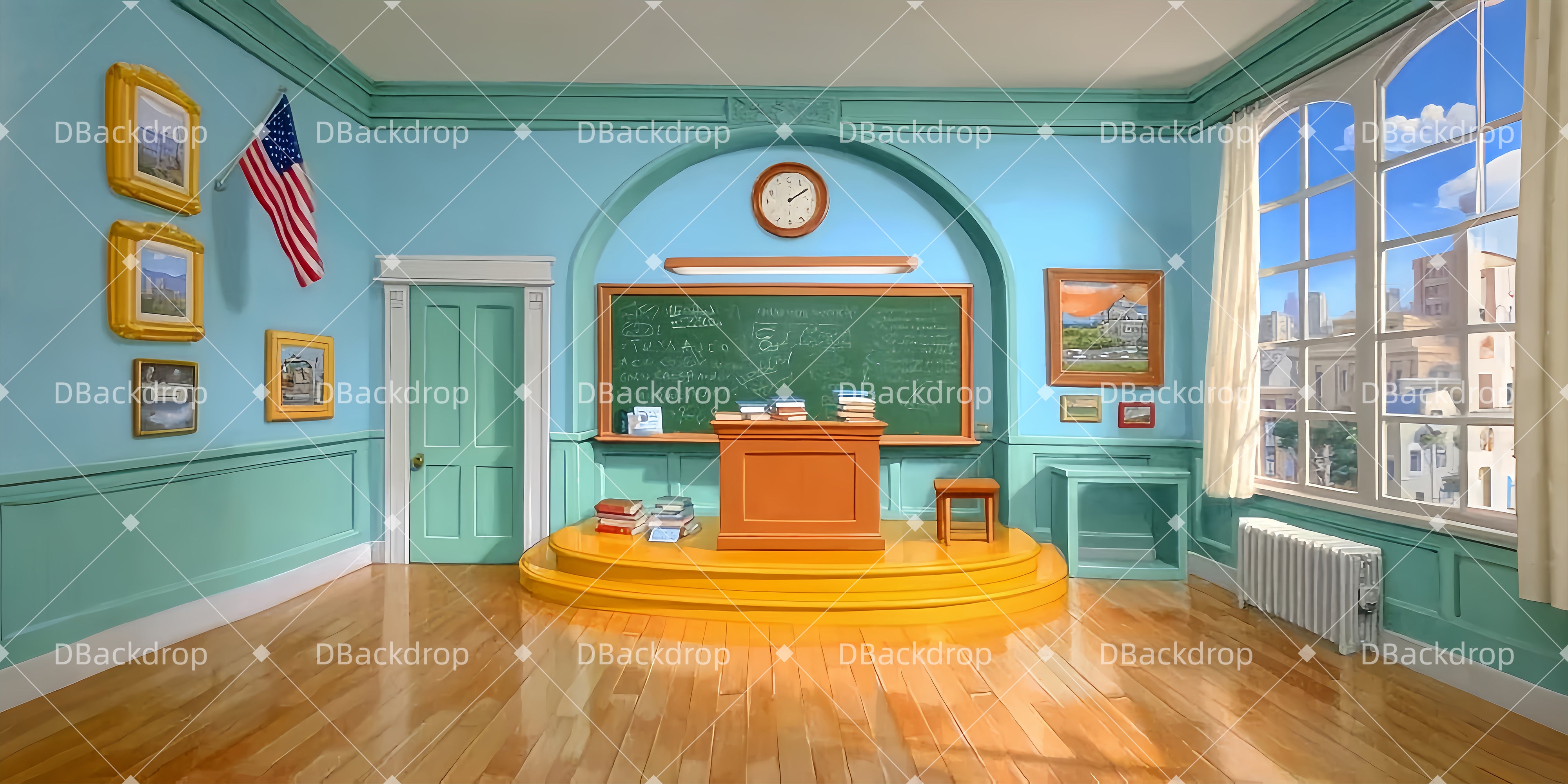 Vorhang Theaterbühne Blauer Wand-Klassenzimmer Theatervorhang stoff LXX510-T42