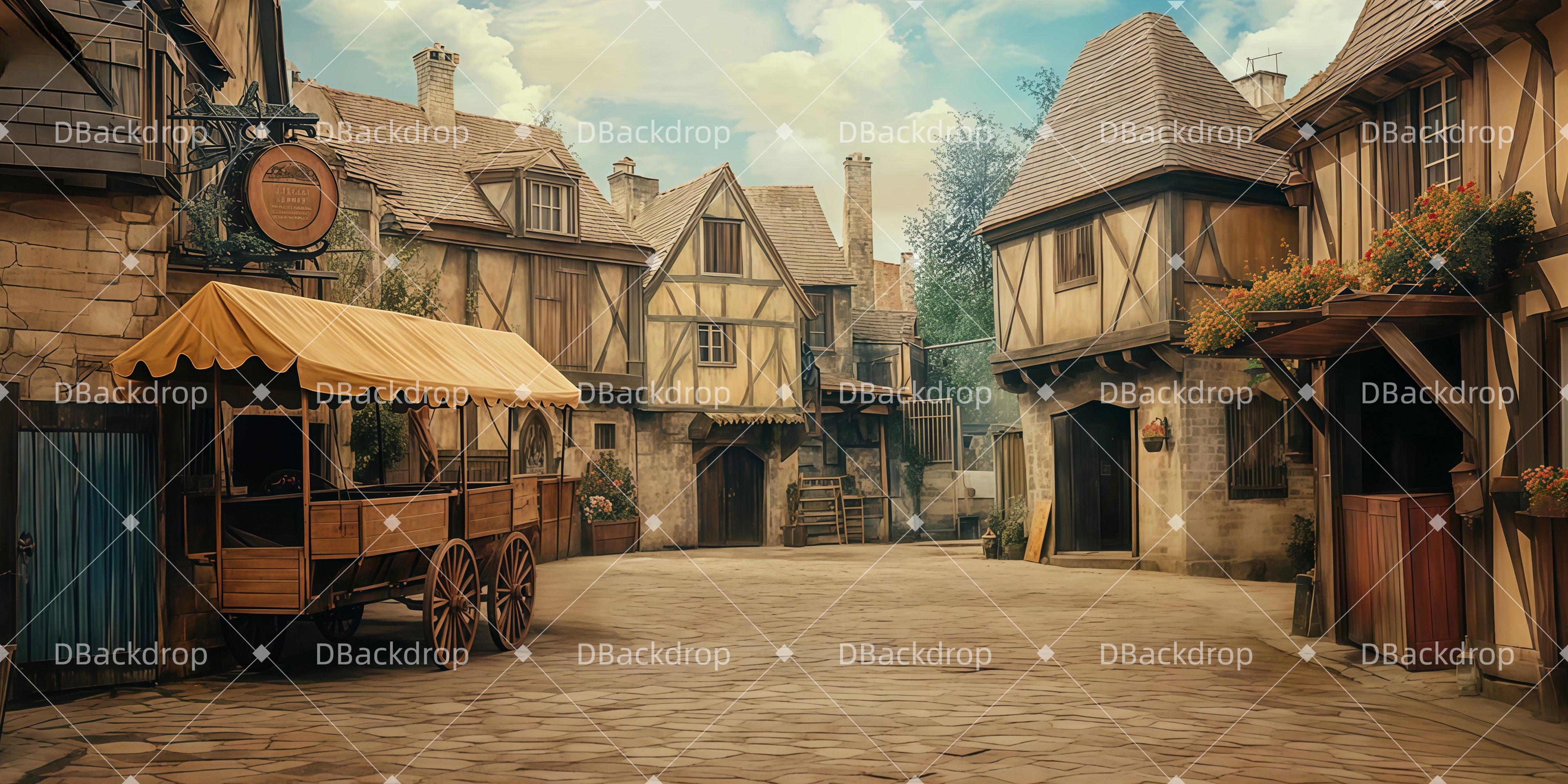 Vorhang Theaterbühne Der Dorfmarkt Theatervorhang stoff LXX511-T132