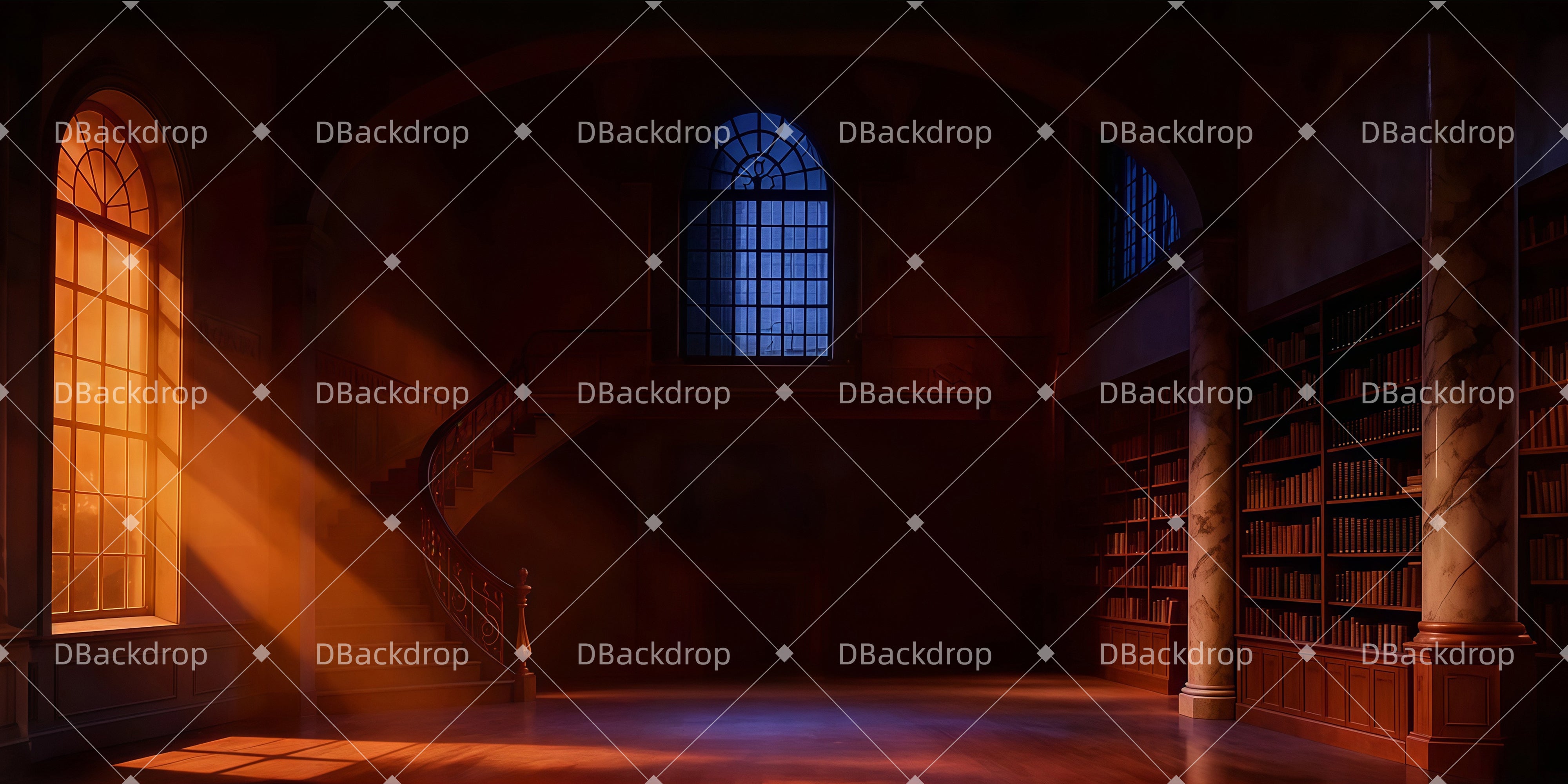 Theatervorhang offen Abendliche Studienhalle Theaterwand LXX511-T19