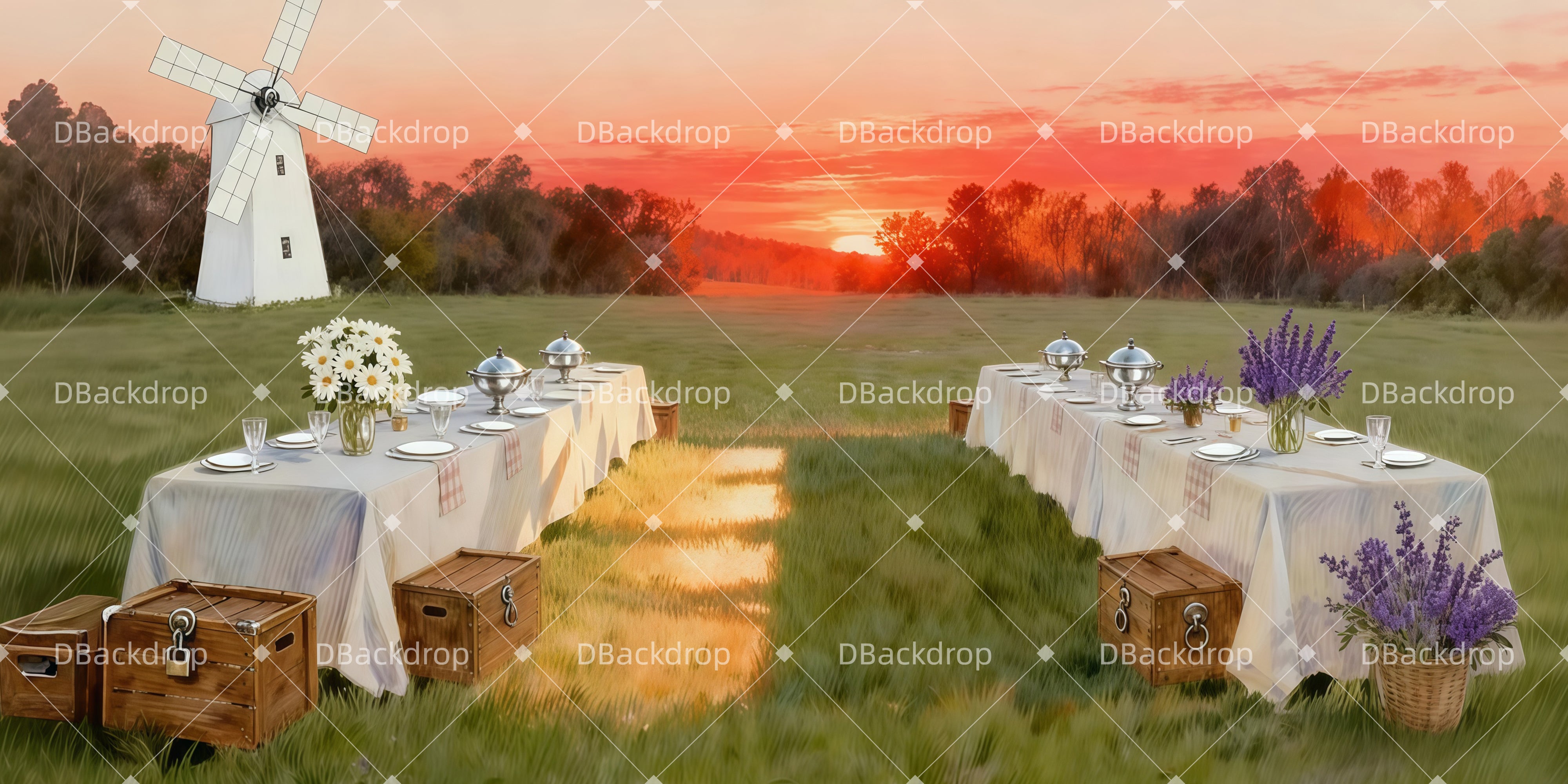 Bühne Theater Vorhang Rustikales Bankett im Freien Theaterwand LXX511-T40