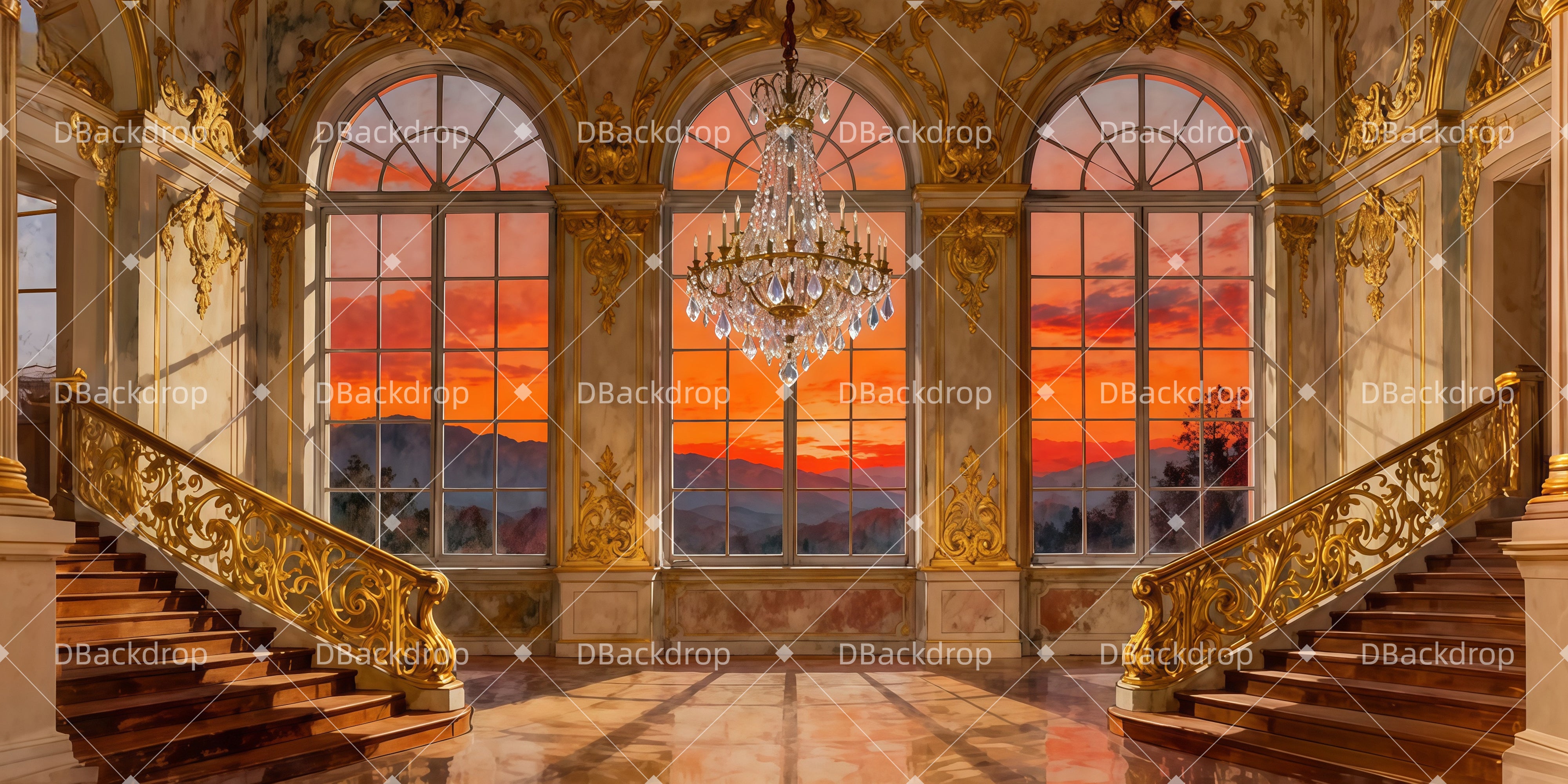 Theaterbühne Vorhang Königliche Marmortreppe Theater Vorhang auf LXX511-T87