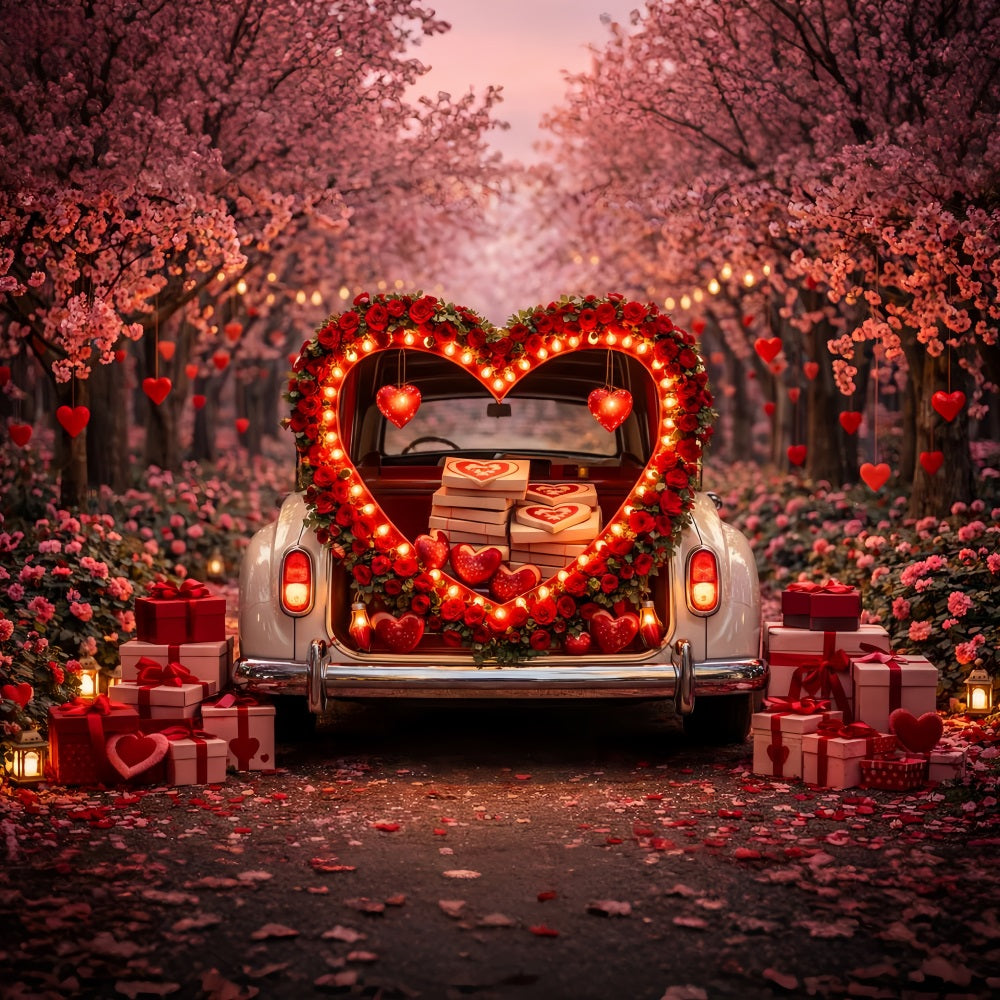 Geschenkbox Valentinstag-Hintergrund Herz-Kofferraum Blüte Rote Rosen Herz-Hintergrund LXX512-100