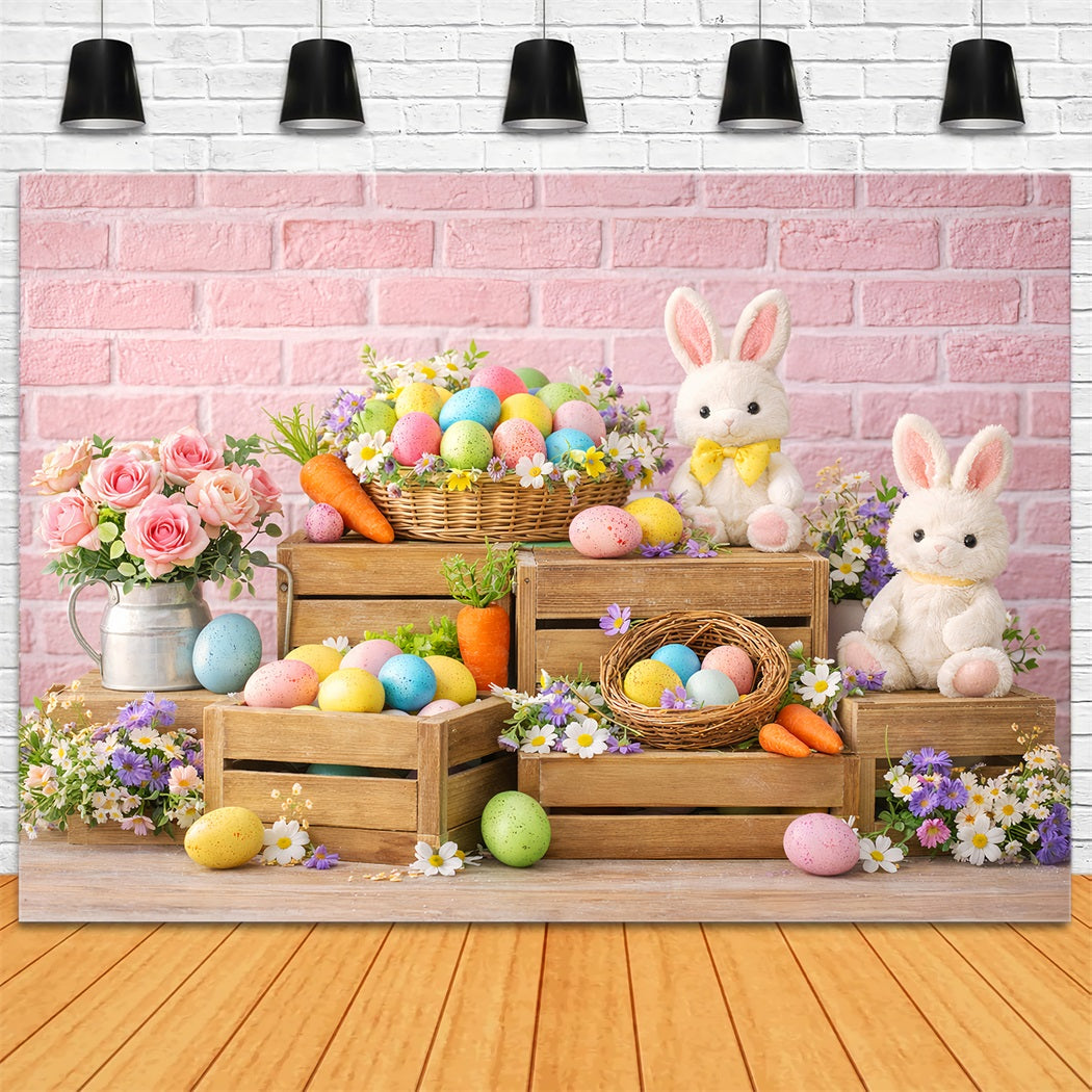 Hase Hintergrund Karottenbündel Holzkiste Osterei Hintergrund LXX512-110