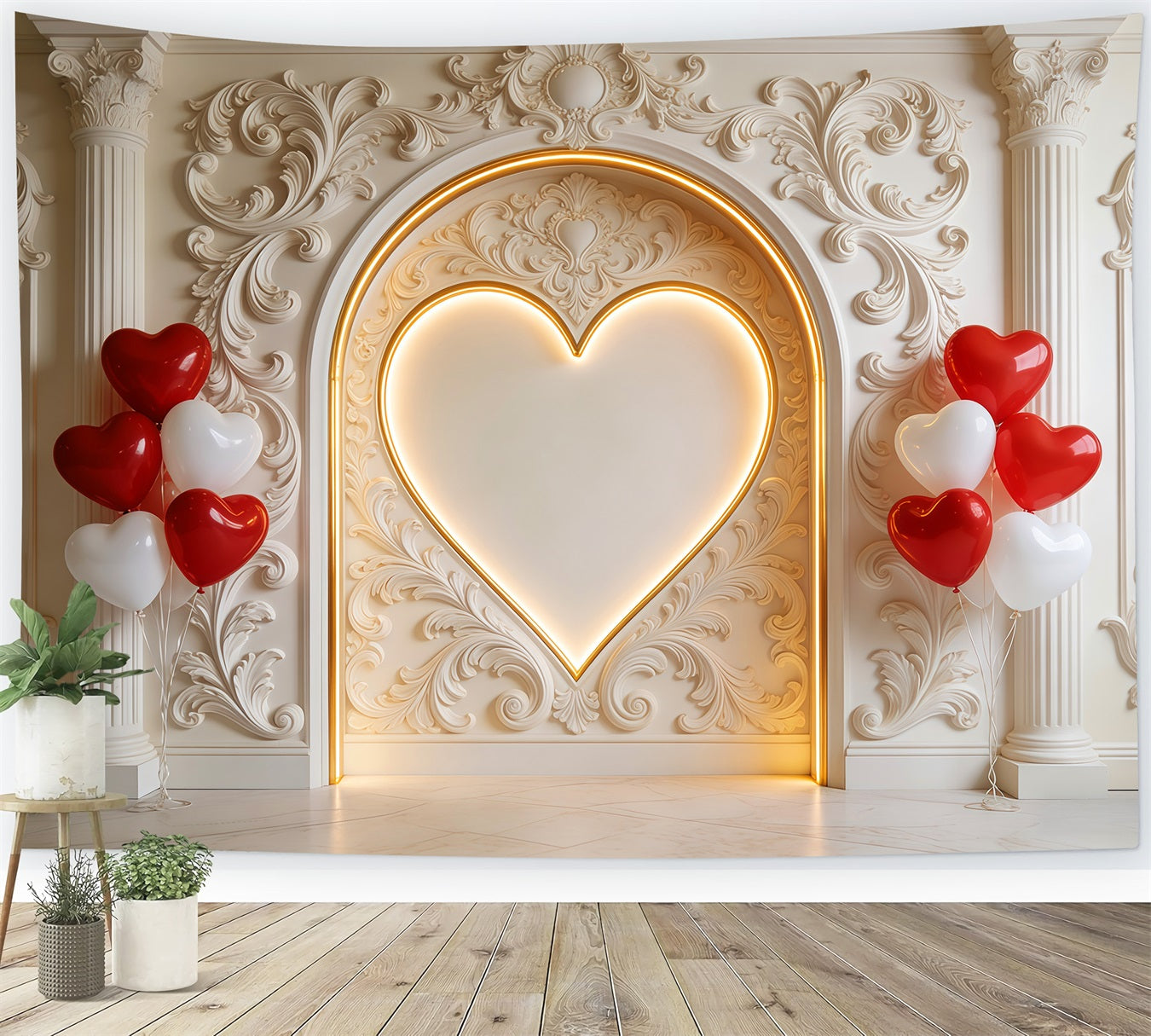 Herzen-Hintergrund Vintage-Wand Herzballons Valentinstag-Hintergrund LXX512-155