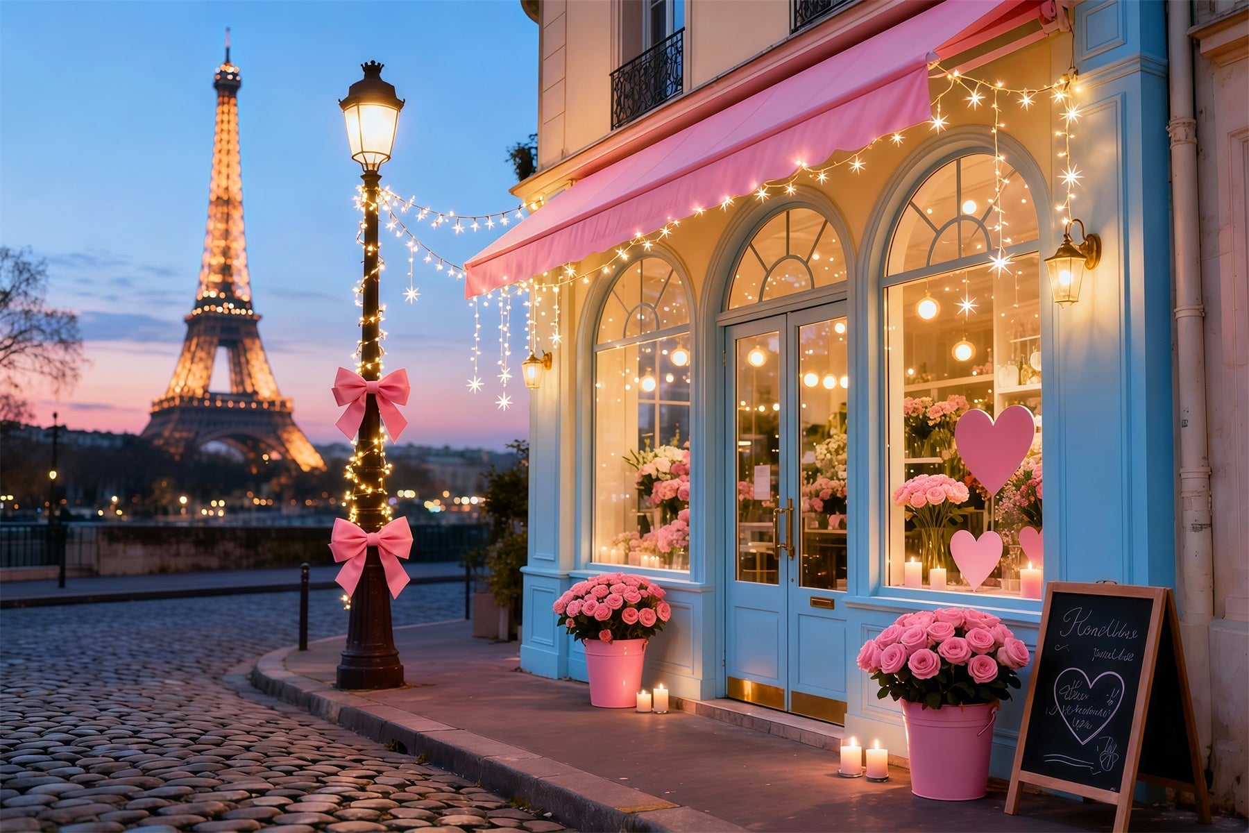 Valentinstag-Fotohintergrund Paris Eiffelturm Romantik Café Romantische Hintergründe LXX512-158