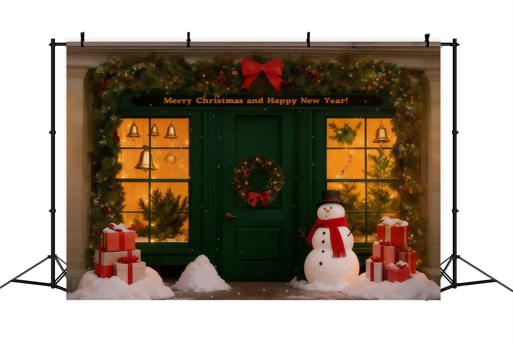 Neujahrs-Hintergründe Verschneites Weihnachtsgeschäft Happy New Year 2026-Hintergrund LXX512-17