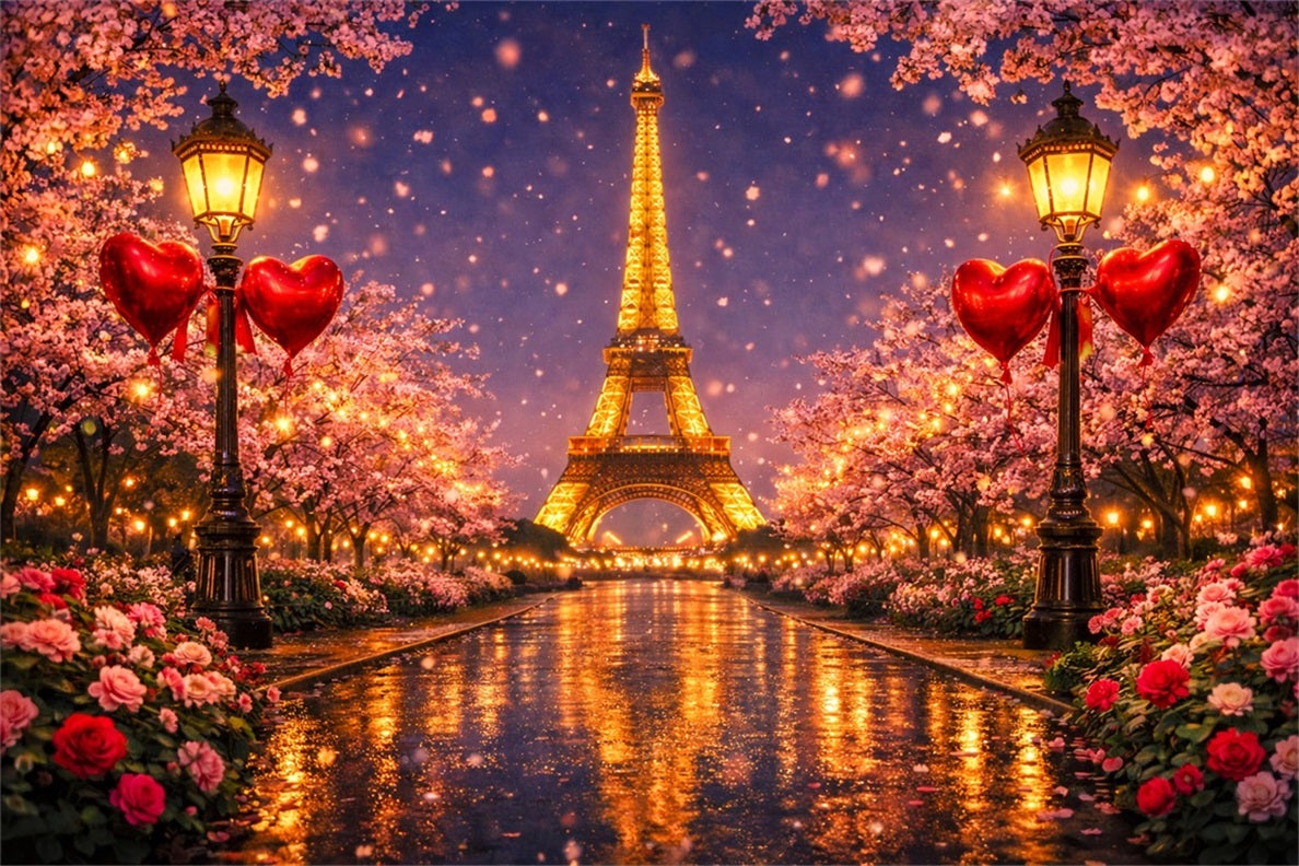 Glitzernder Valentinstag-Hintergrund Paris Eiffelturm Liebesnacht Herz-Hintergrund LXX512-171