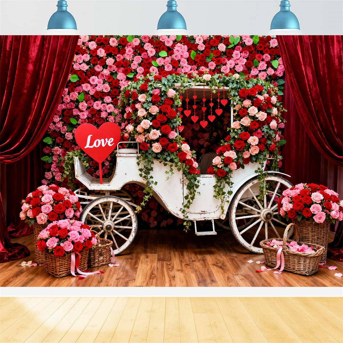 Rote Rosen Hintergrund Romantischer Blumenwagen Valentinstag Hintergründe LXX512-173