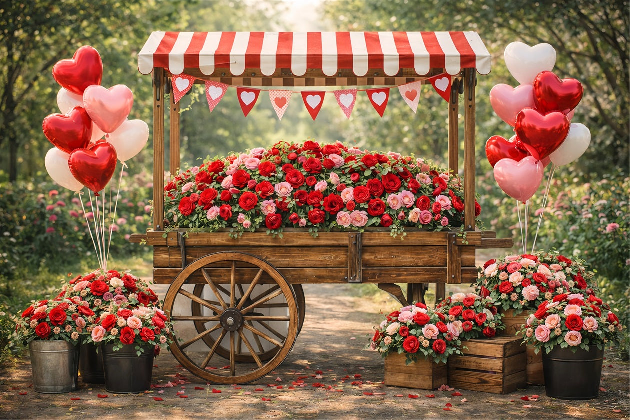 Herzballon Hintergrund Rustikaler Rosenwagen Herzen Valentinstag Hintergrund Ideen LXX512-174