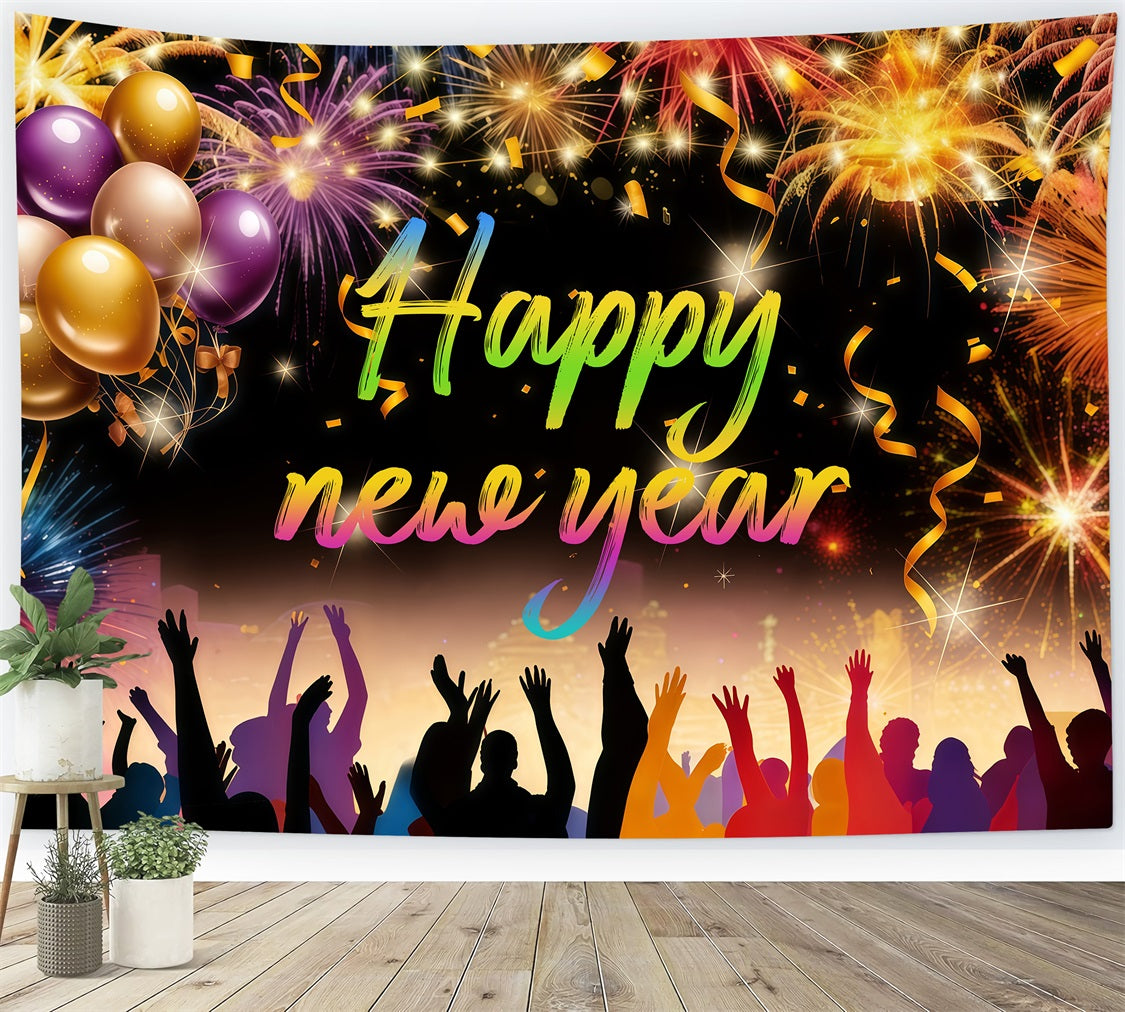 Ideen für Neujahrs-Hintergründe Feuerwerk Party Menschenmenge Silvester Ballon-Hintergrund LXX512-18