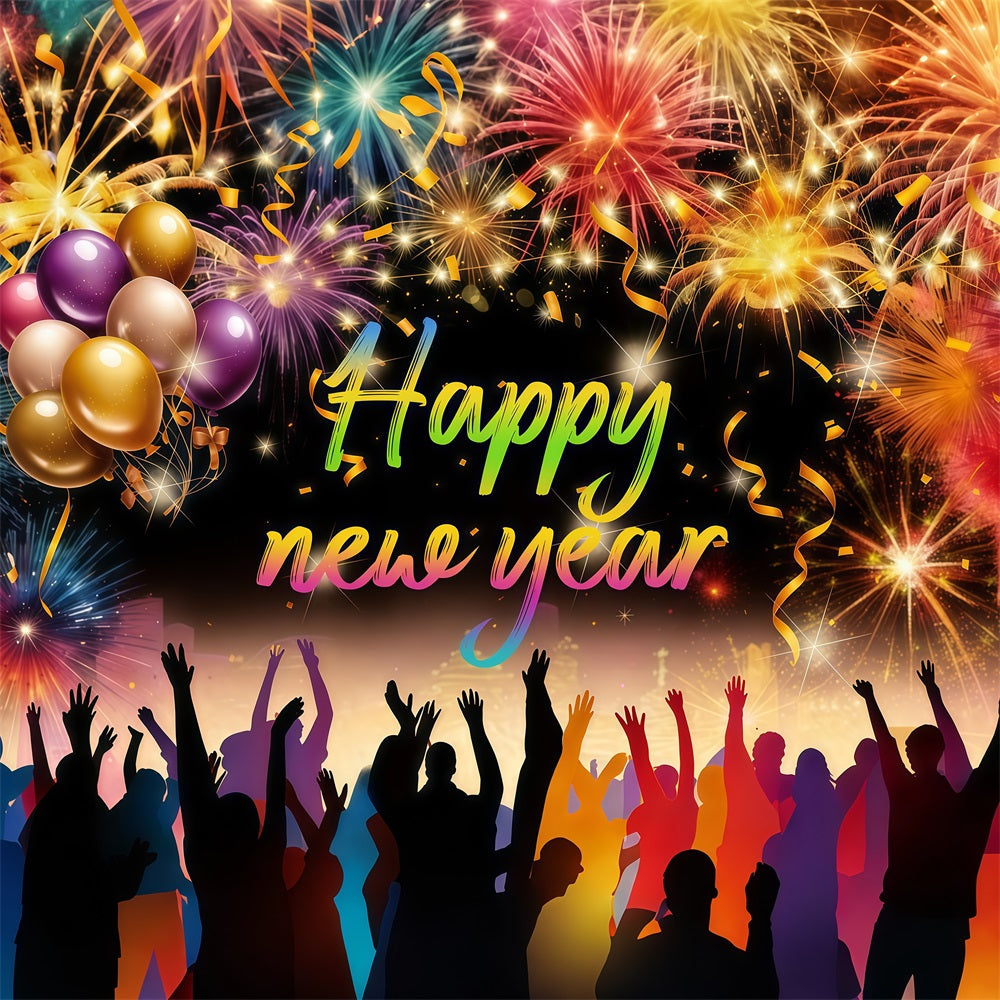 Ideen für Neujahrs-Hintergründe Feuerwerk Party Menschenmenge Silvester Ballon-Hintergrund LXX512-18