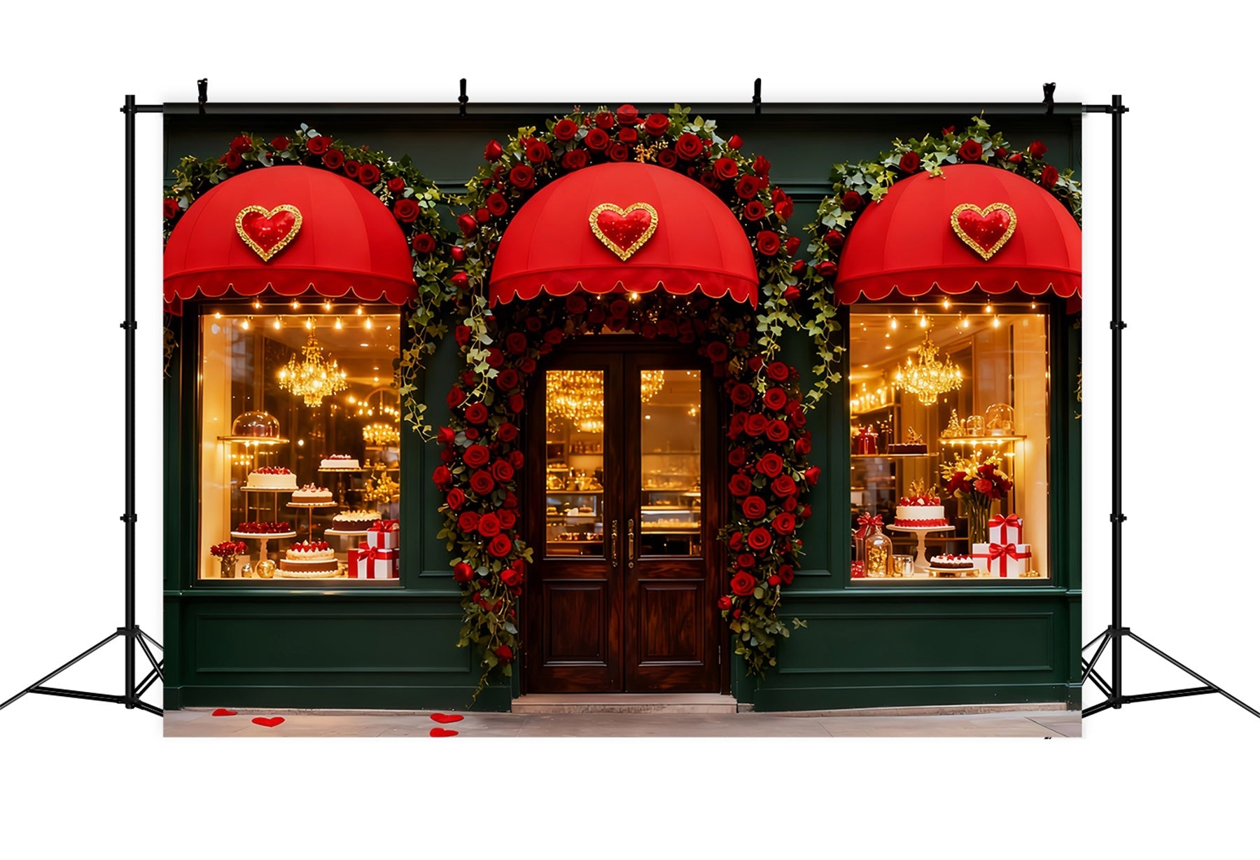 Romantischer Hintergrund Rosenherz Süßwarenladen Valentinstag-Hintergrund LXX512-67