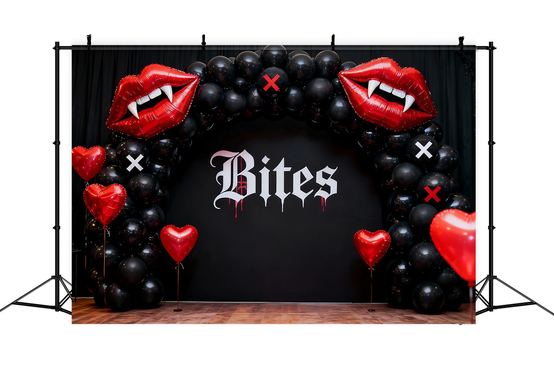 Küssende Lippen Hintergrund Gothic Vampir Herz Ballonbogen 90er Valentinstag Hintergrund LXX512-80