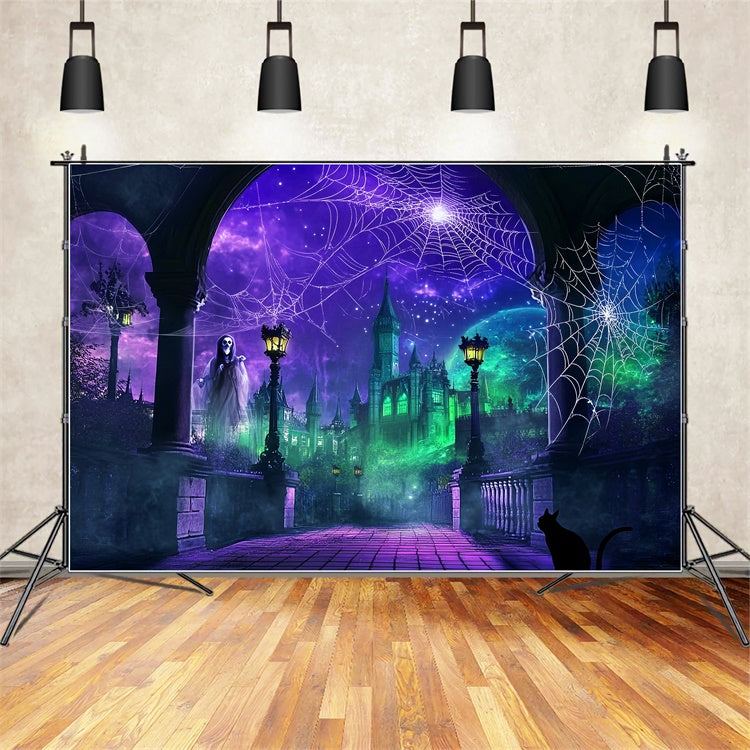 Halloween Fotohintergrund Enchanted Web Castle Backdrop LXX57-100