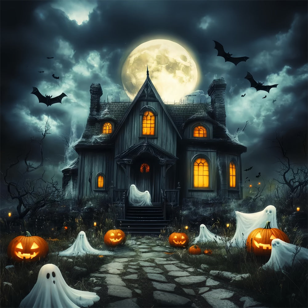 Haunted House Backdrop Mond Geisterparade Halloween Backdrop LXX57-104
