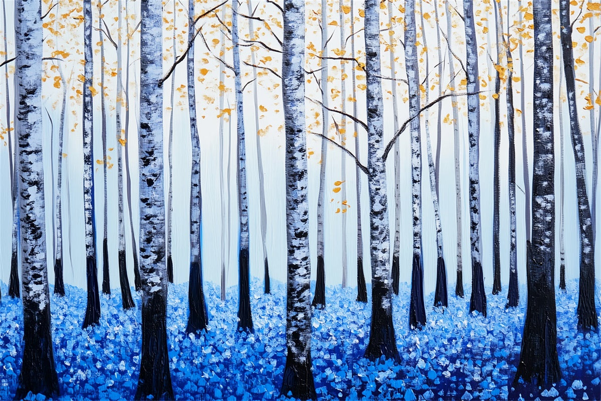 Wald Fotokulisse Blaue Blütenblätter Birke Waldkulisse LXX57-127
