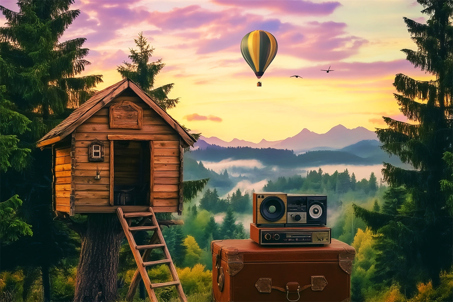 Backdrop Wald Pine Ridge Ballonfahrt Backdrop LXX57-135