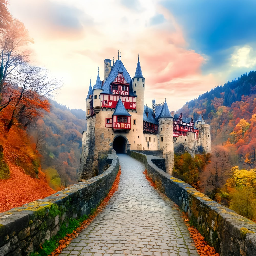 Herbstkulisse Enchanted Twilight Castle Fotohintergrund LXX57-153