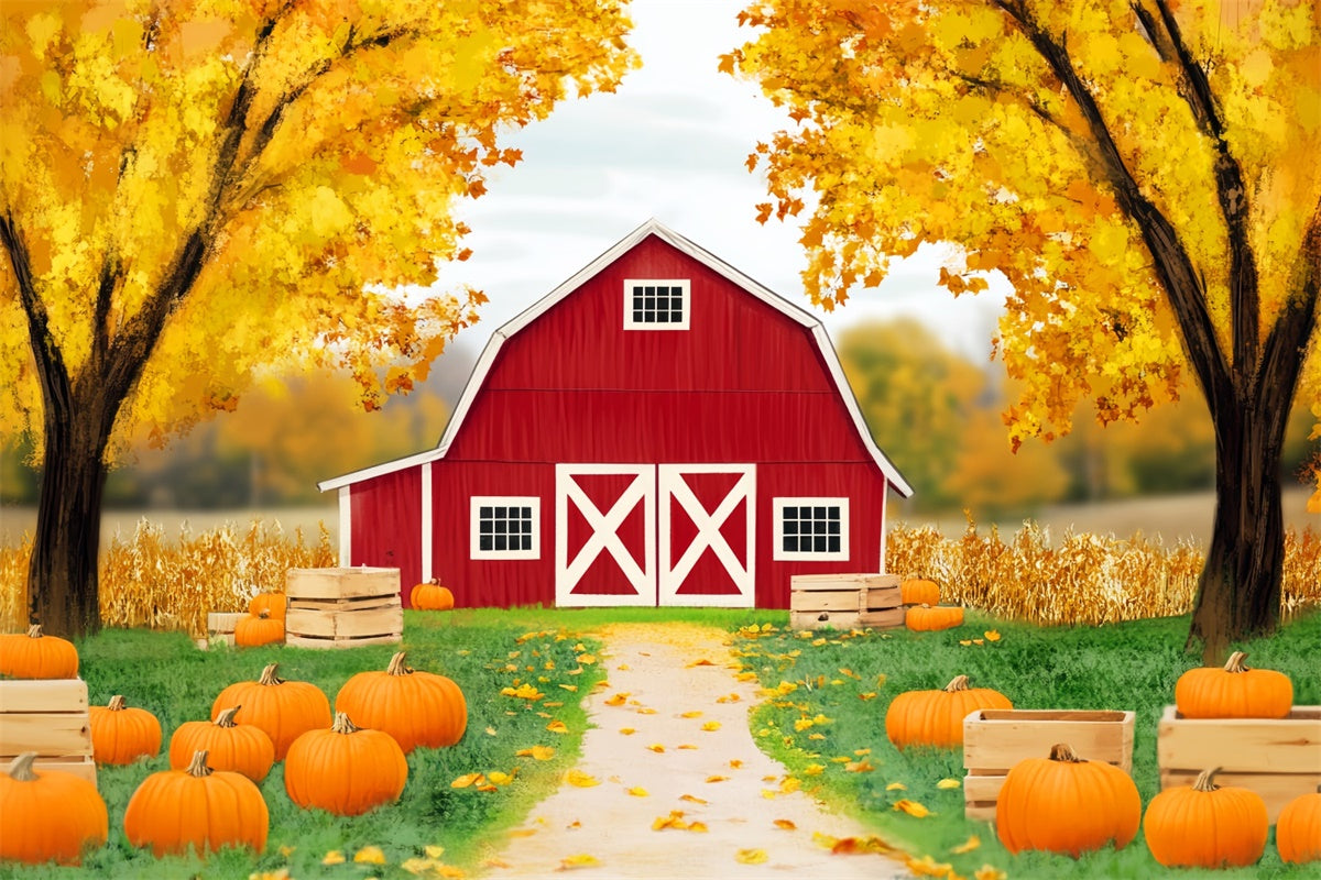 Scheune Fotohintergrund Barnyard Trail Herbstwald Backdrops LXX57-162