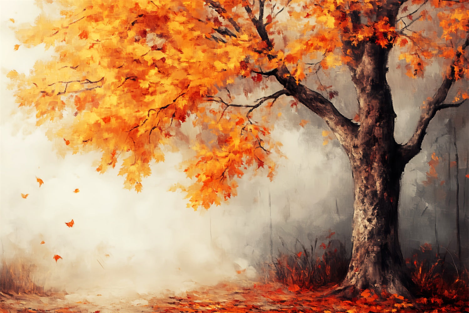 Herbst Fotokulisse Gemaltes Herbst Ahorn Hintergrundbild LXX57-165