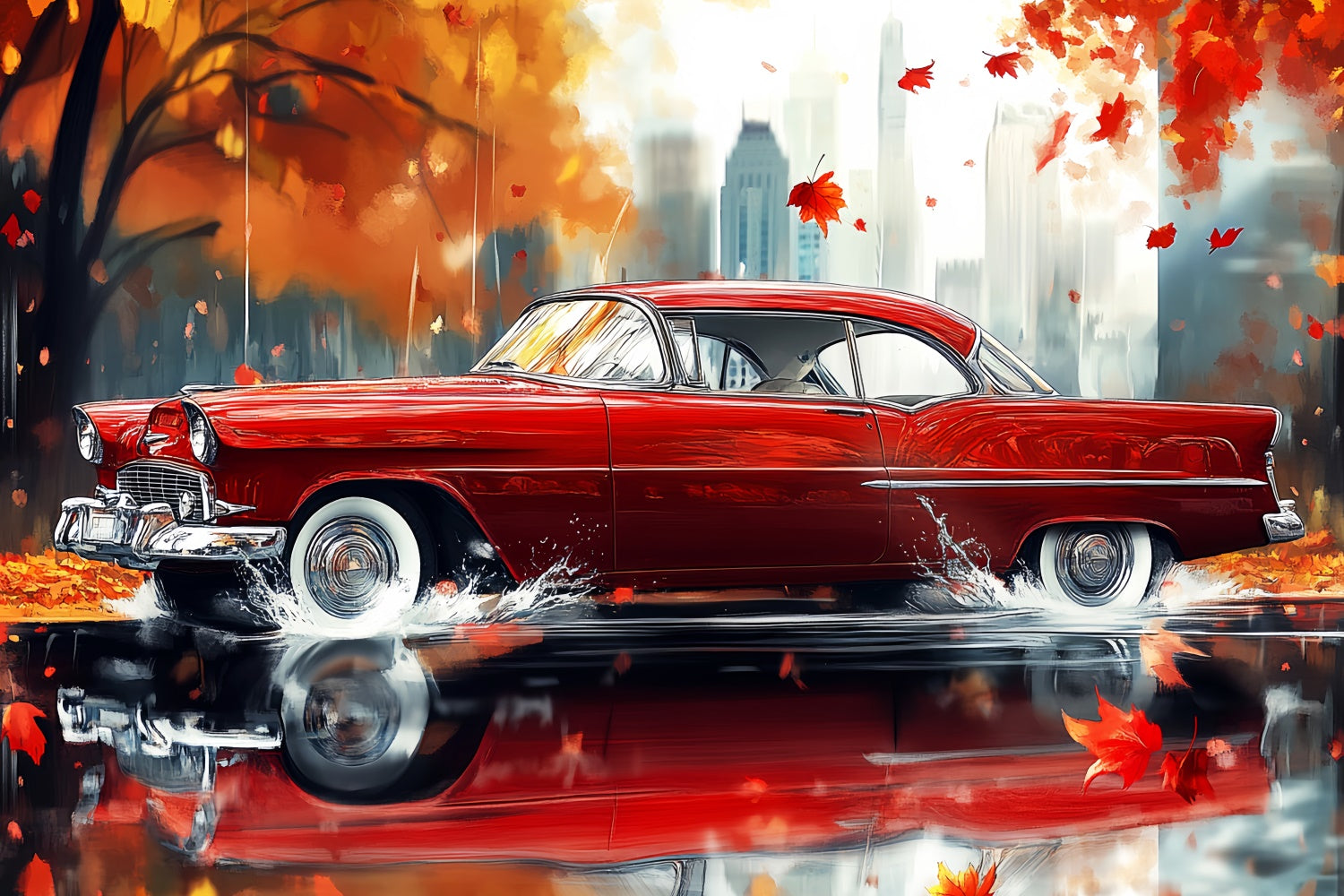 Herbst Fotokulisse Oldtimer Urban Glow Fotohintergrund LXX57-182