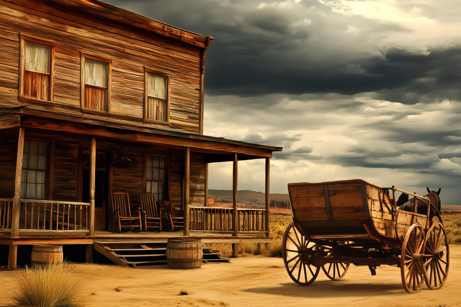 Vintage Fotografie Hintergrund Western Desert Cabin Backdrop LXX57-187