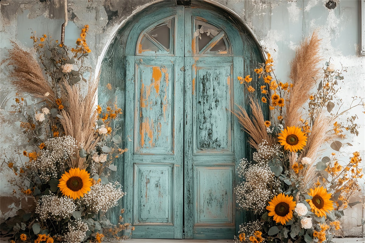 Vintage Fotokulisse Shabby Sunflower Porch Backdrop LXX57-189