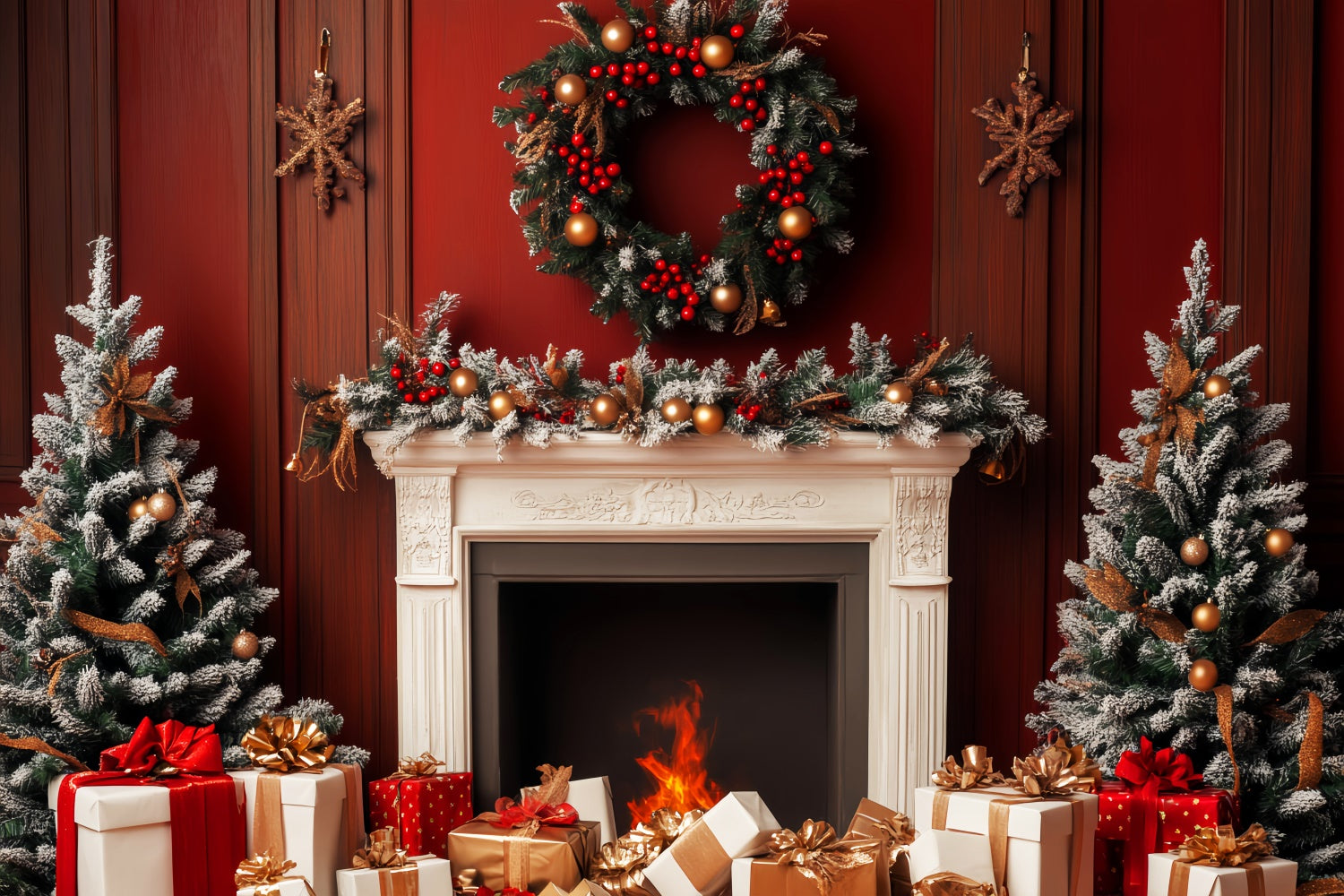 Klassischer Hintergrund Roter Weihnachtsherd Vintage-Hintergrund LXX57-214