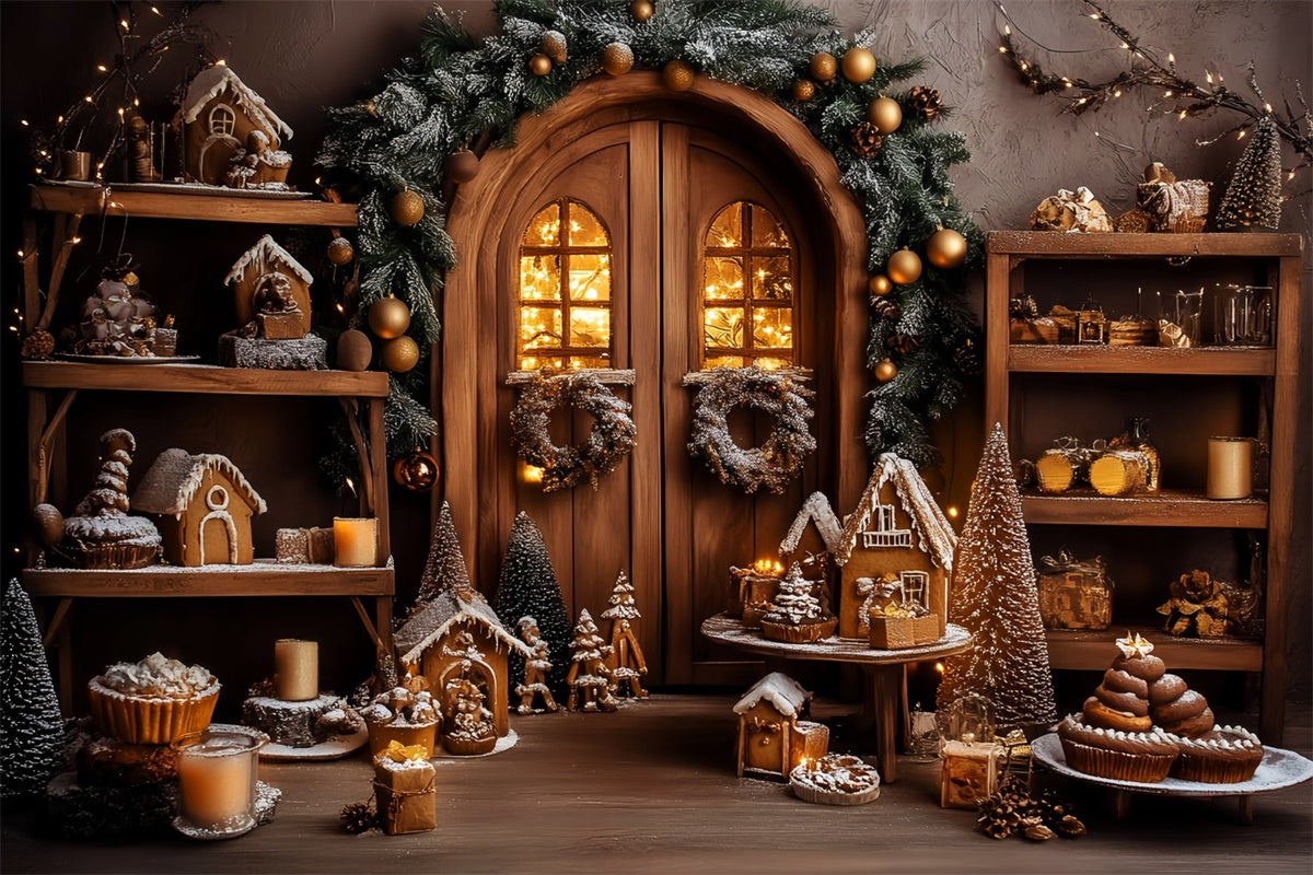 Vintage Christmas Backdrop Lebkuchen Dorf Hintergrund LXX57-222