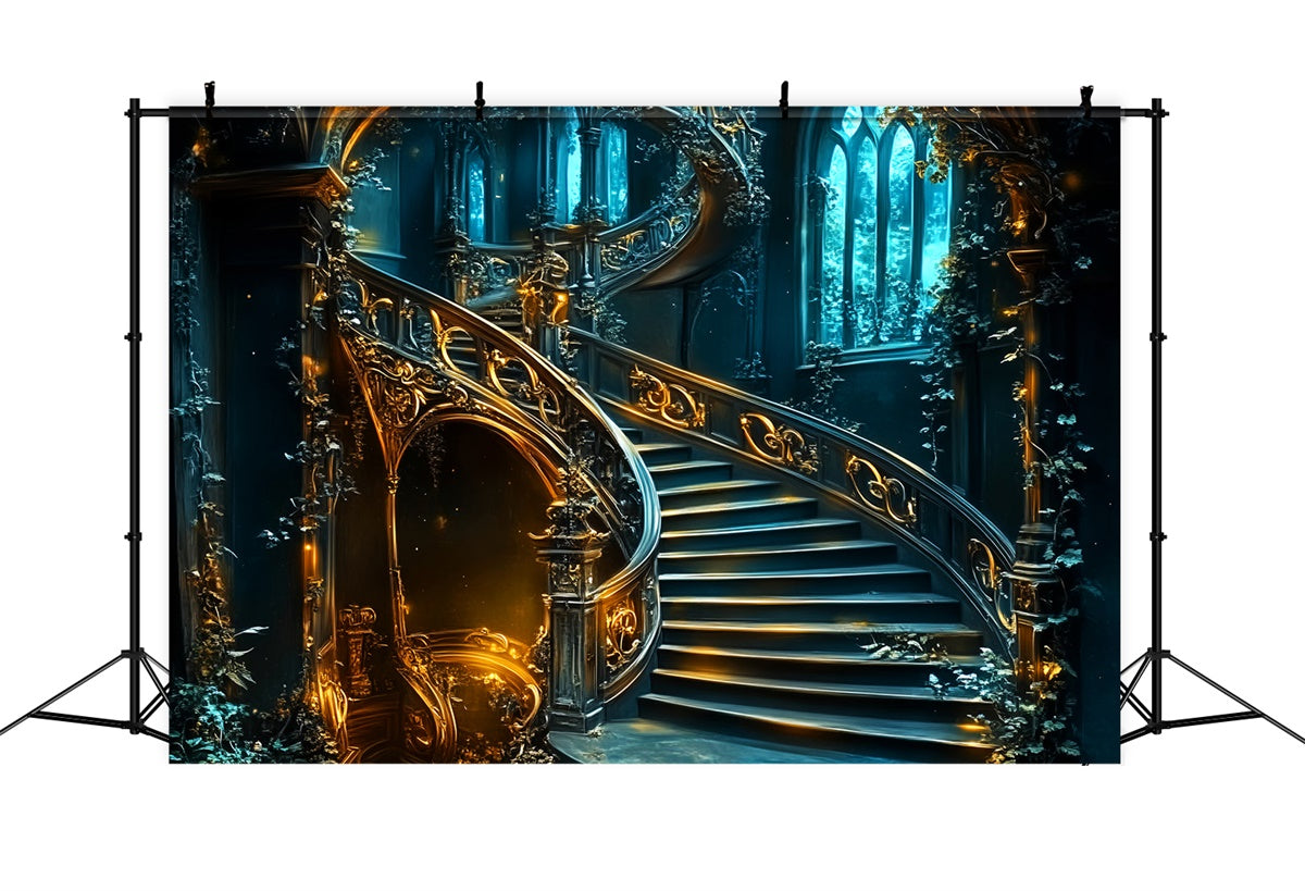 Antiker Hintergrund Goldener Traum Treppenhaus Vintage Backdrops LXX57-225