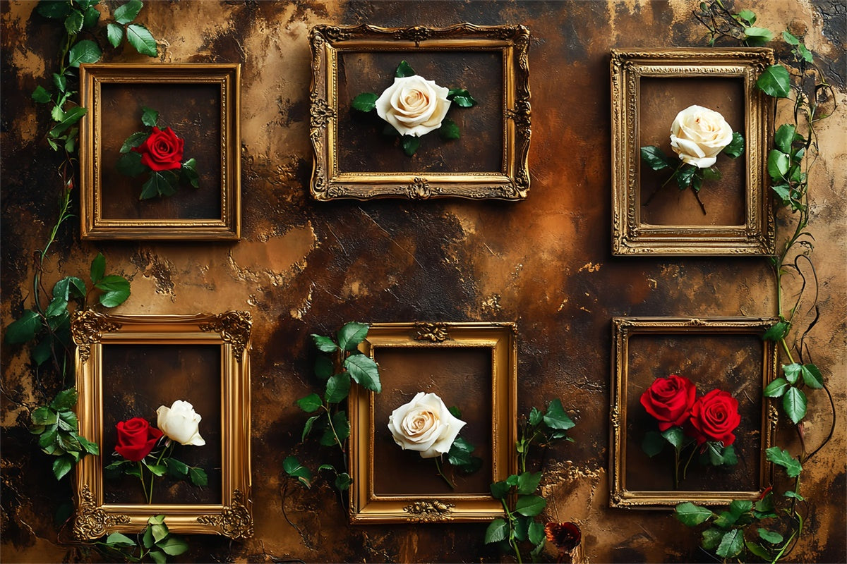 Barock Backdrop Golden Frame Rose Vintage Wandhintergrund LXX57-233
