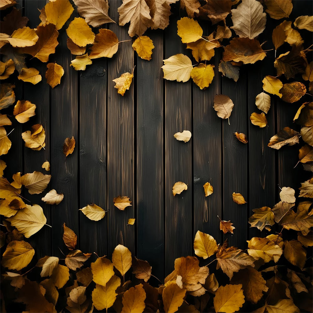 Dunkler Holzhintergrund Goldene Blätter Walnuss-Hintergrund LXX57-299