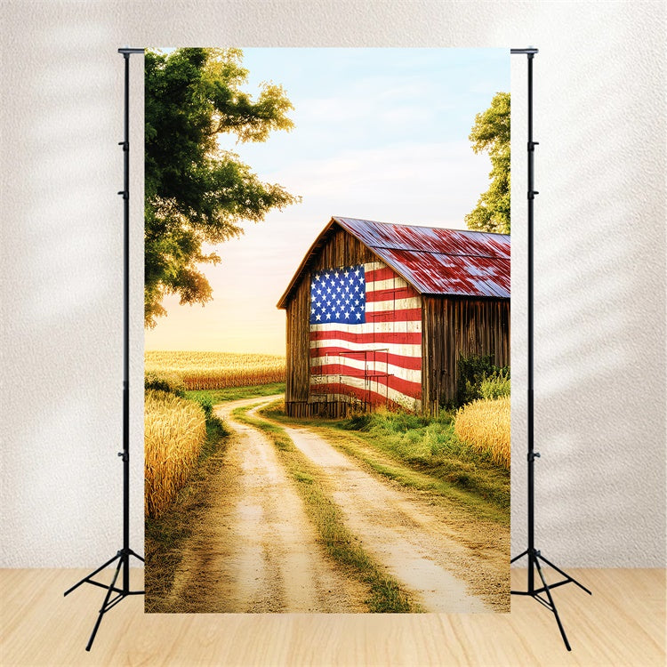 Rustikale Scheune Backdrop Patriotische Farm Scheune Foto Hintergrund LXX57-387