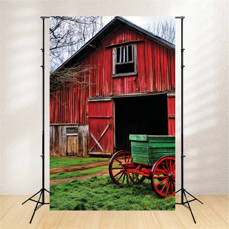 Rustikale Scheunen-Hintergrundkulisse Country Lane Wagon Foto Hintergrund LXX57-393