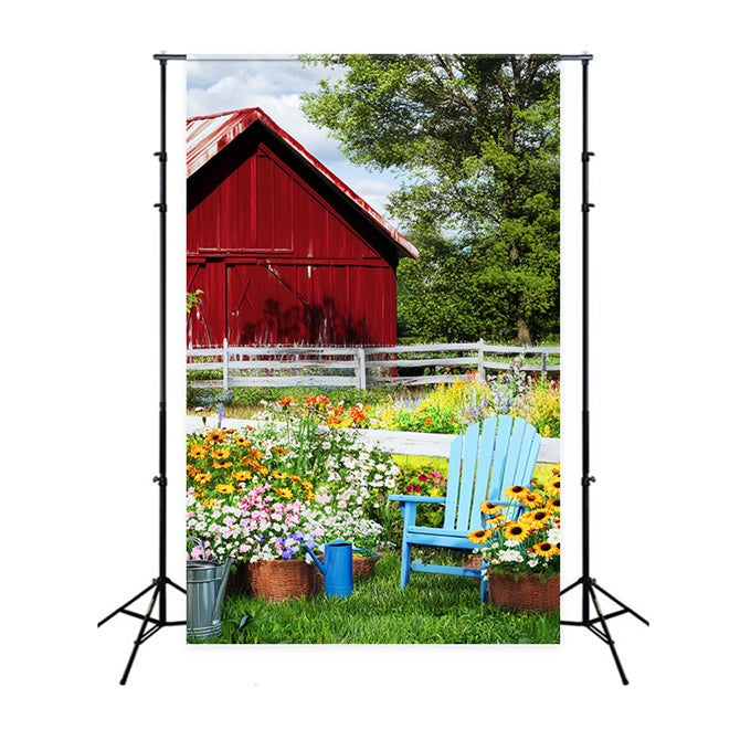 Rote Scheune Backdrop Rustic Floral Fence Foto Hintergrund LXX57-394
