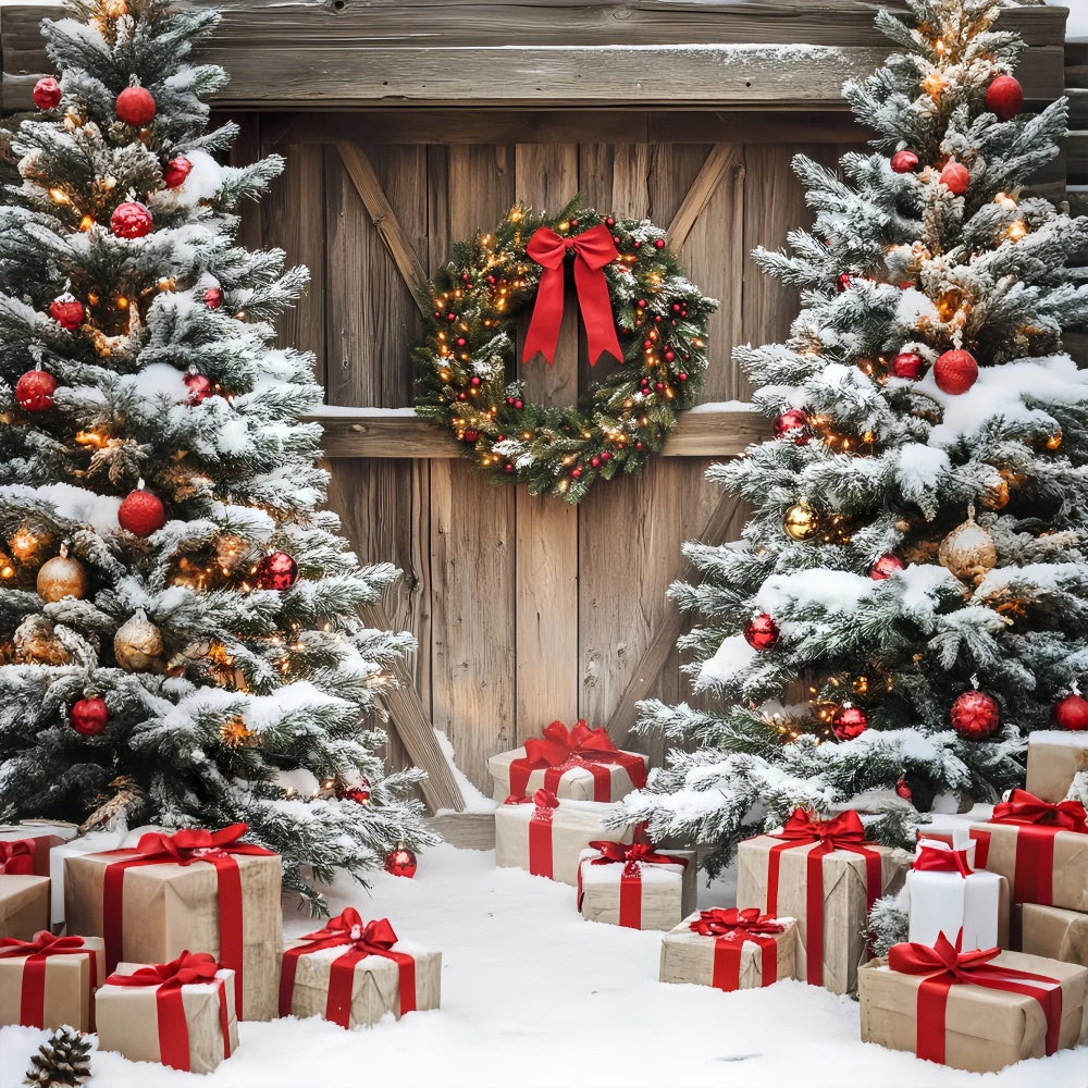 Barn Door Backdrops Rustic Christmas Porch Foto Hintergrund LXX57-397