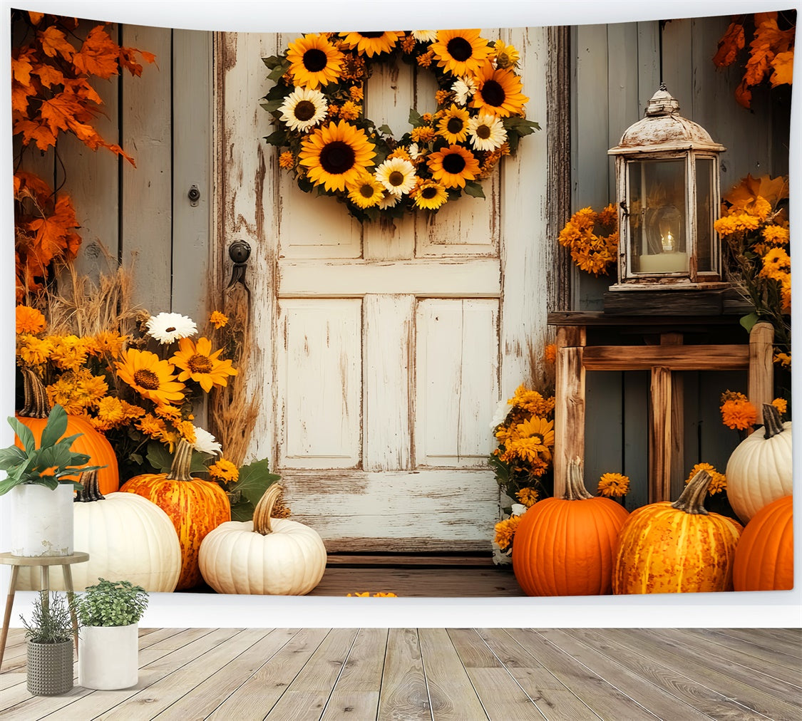 Scheune Fotokulisse Sonnenblumen Ernte Bauernhof Foto Hintergrund LXX57-414