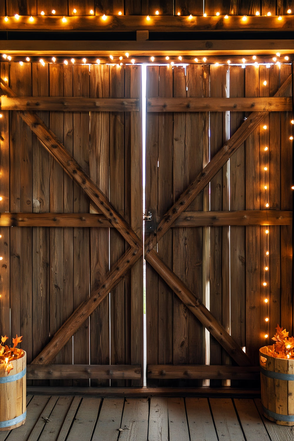 Scheunentor Fotokulisse Gemütliche String Light Foto Hintergrund LXX57-417